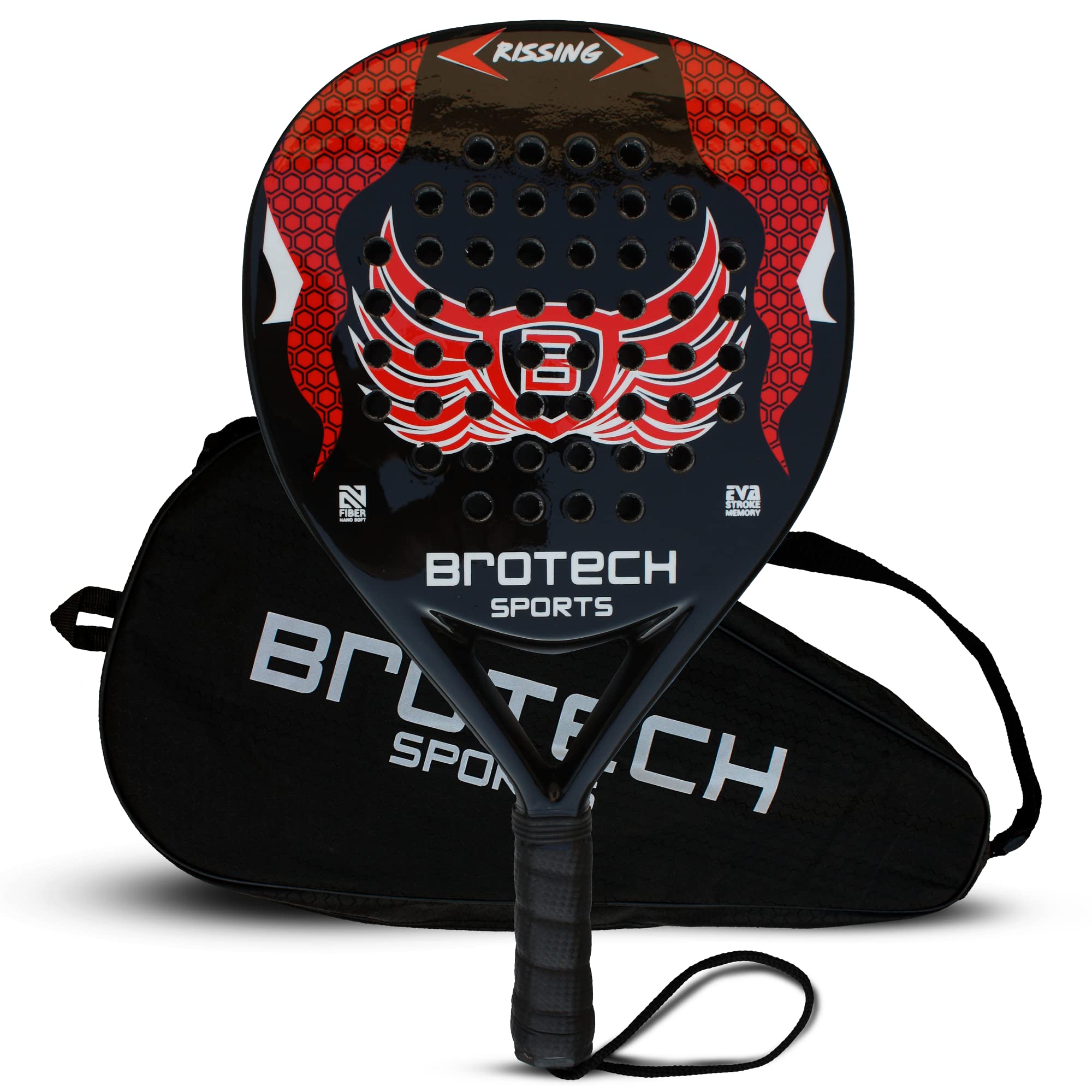 Brotech Paddle Tennis Racket, Carbon Fiber with EVA Memory Flex Foam Core, Pop Tennis Paddle Rackets, Paddleball Racquets with Premium Carry Bag