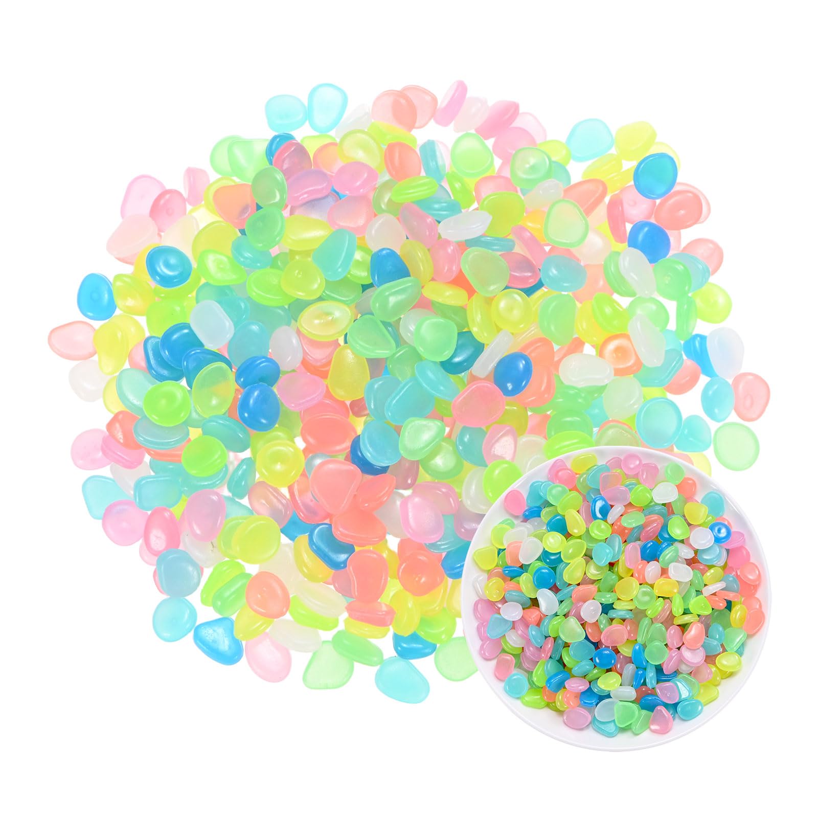 M METERXITY 500-Pack Glow in the Dark Rocks 0.43" Resin, Multicolor โ image 1