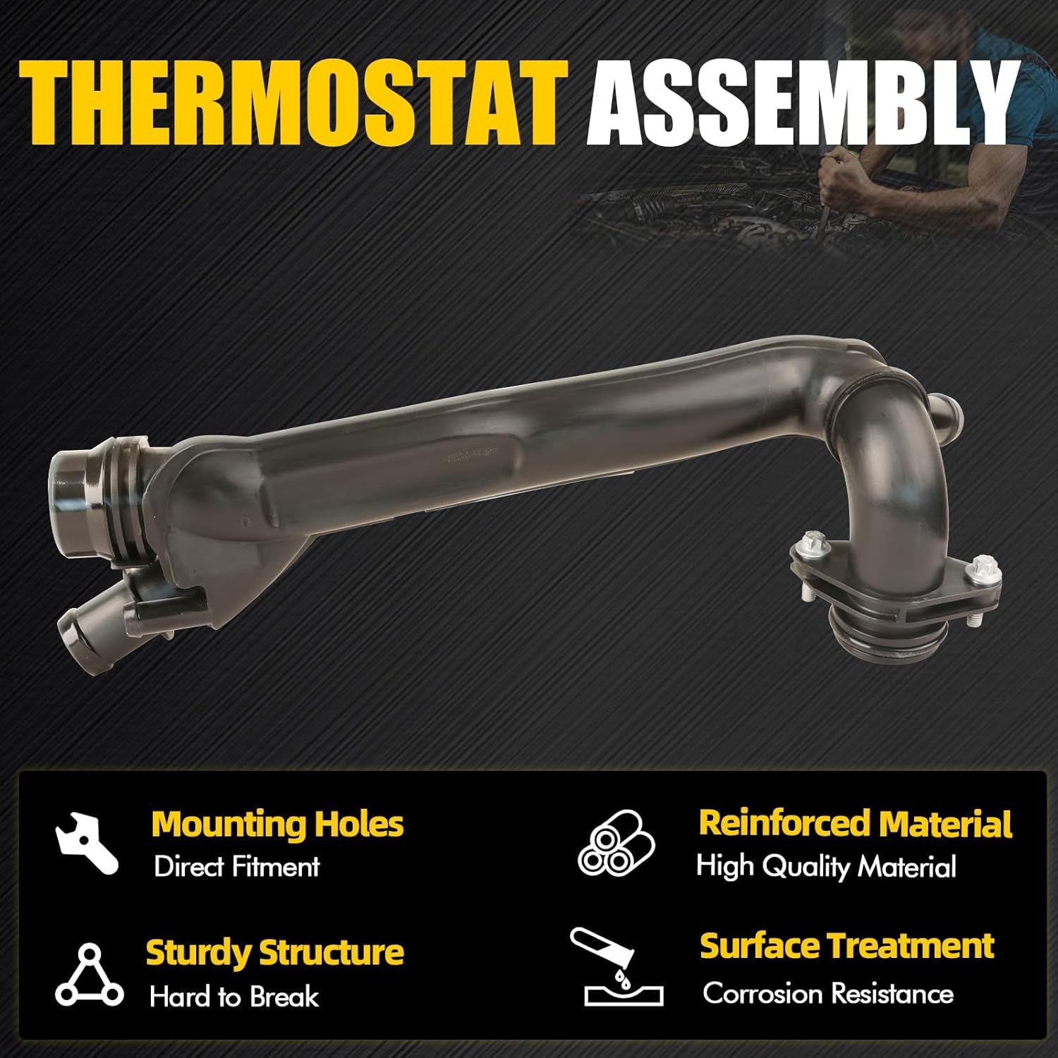 Thermostat Coolant Pipe Line Compatible with Mercedes-Benz C300 E350 2019-2023 GLC300 2020-2023 2.0L Replace A2642008600