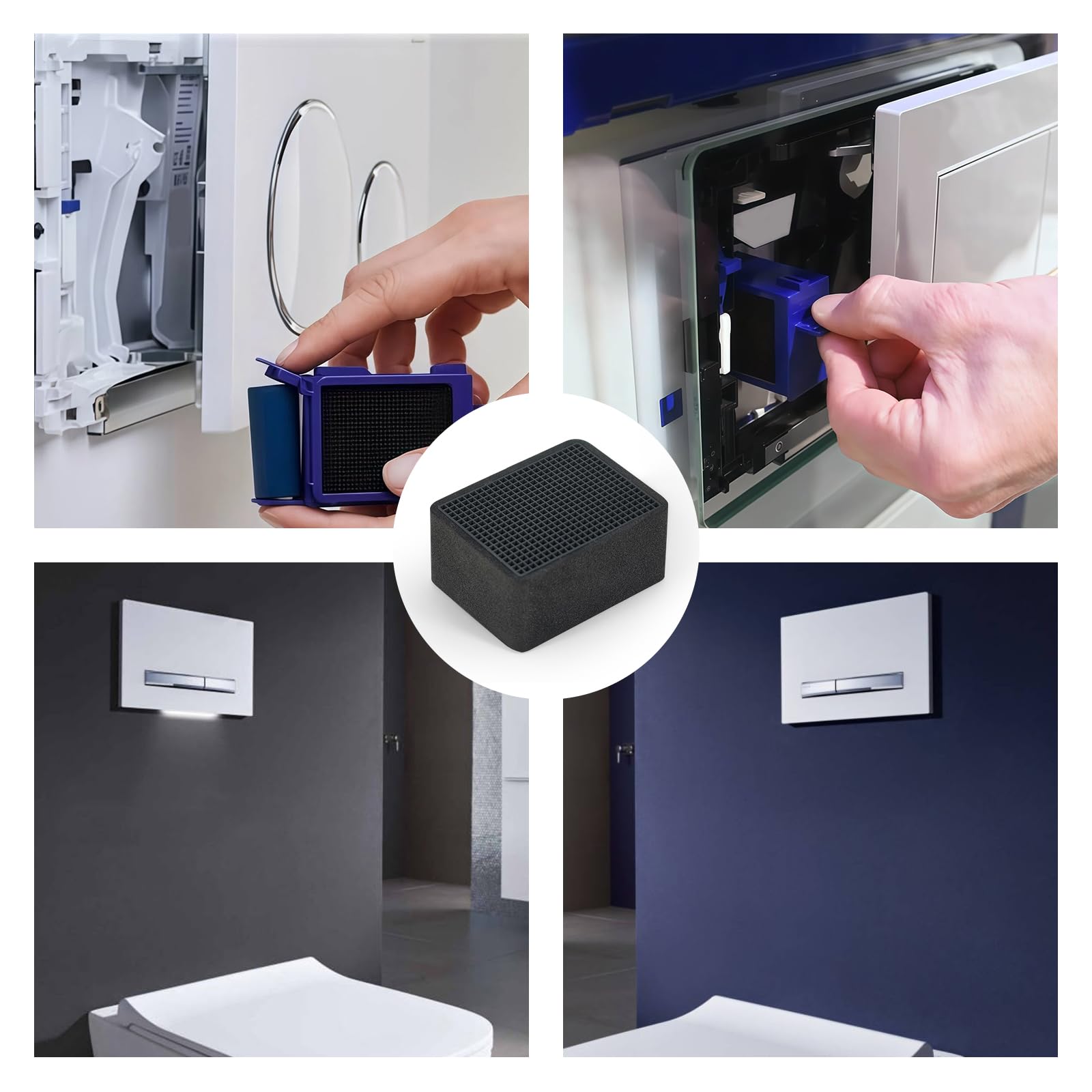 Filtr Węglowy WC dla Geberit DuoFresh 243.970.00.1 – Wkład Filtrujący Neutralizator Zapachów, Filtr Powietrza, do Zbiorników Podtynkowych Sigma 12 cm, dla Paneli Sigma 50/30/21, 50×39×24 mm (3 Sztuki)