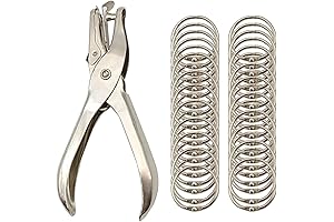 (40Pack) Book Rings 1 Inch Binder Rings with Metal Single Hole Punch