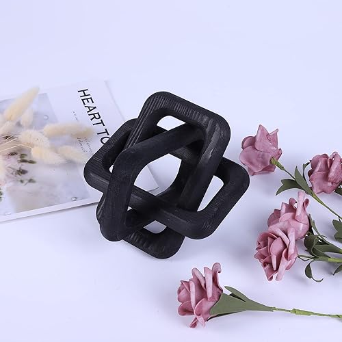 Prettyui Decoración de mesa de centro de madera con nudo de madera decoración de eslabones de cadena de madera decoración de estantes decoración de