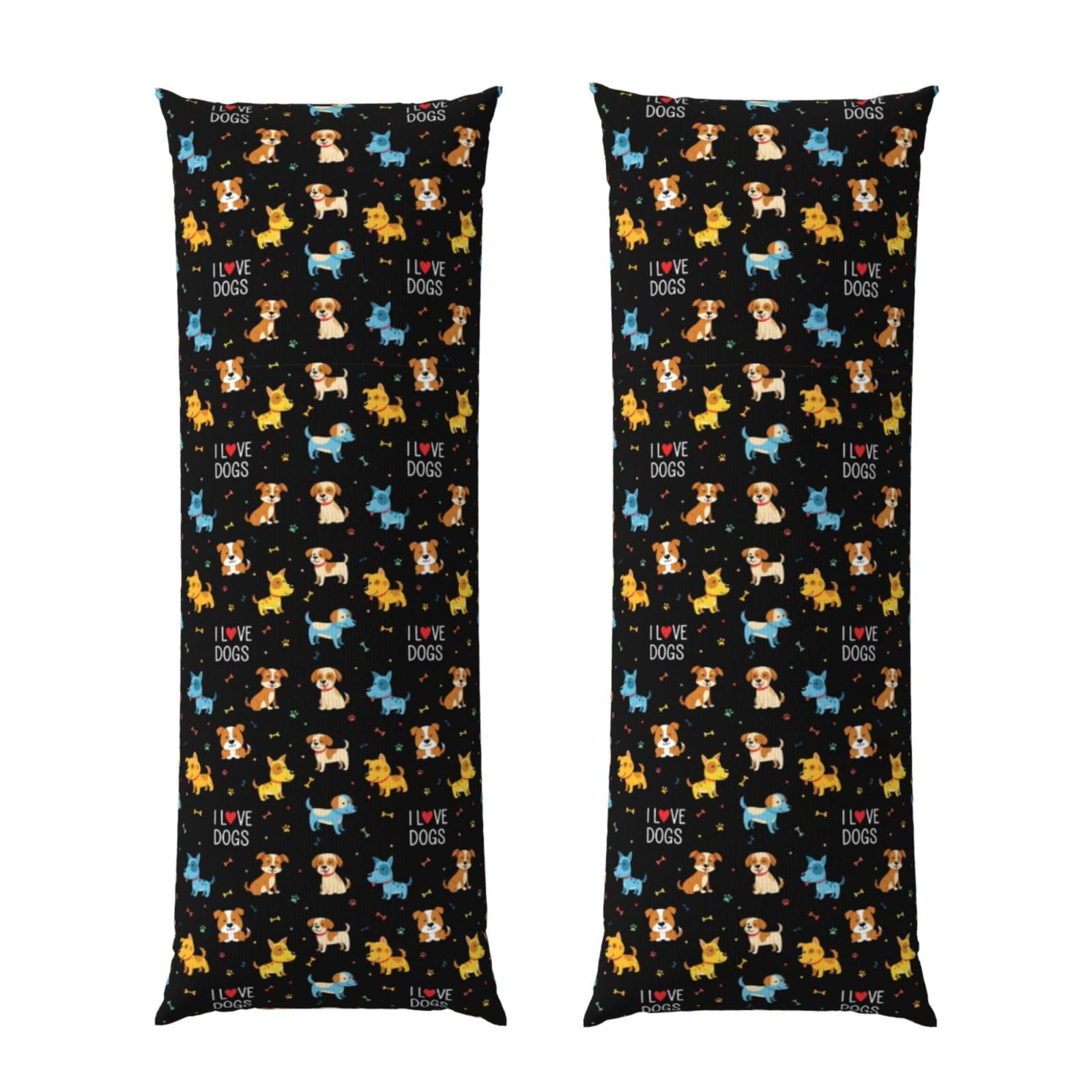 Long Pillowcase 20x60 Doodle Pets Dog Black, Body Pillow Cover with Hidden Zipper, Premium Quality Velvet, Breathable Rectangular Case for Bed Couch