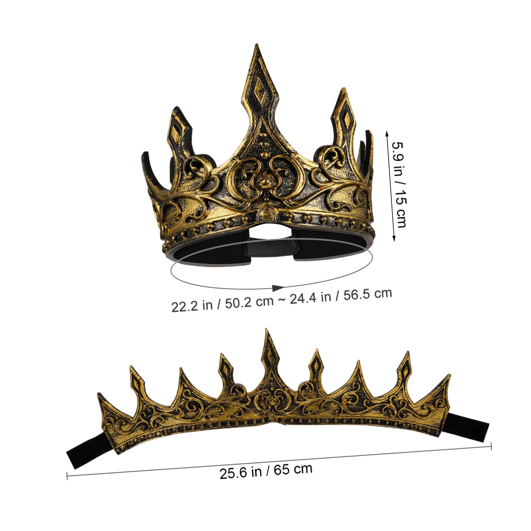 Housoutil Medieval Men's Crown King, Adjustable Crown, Gold Royal Crown for Fancy Dress Costumes Carnival and Theme Party - Image 2