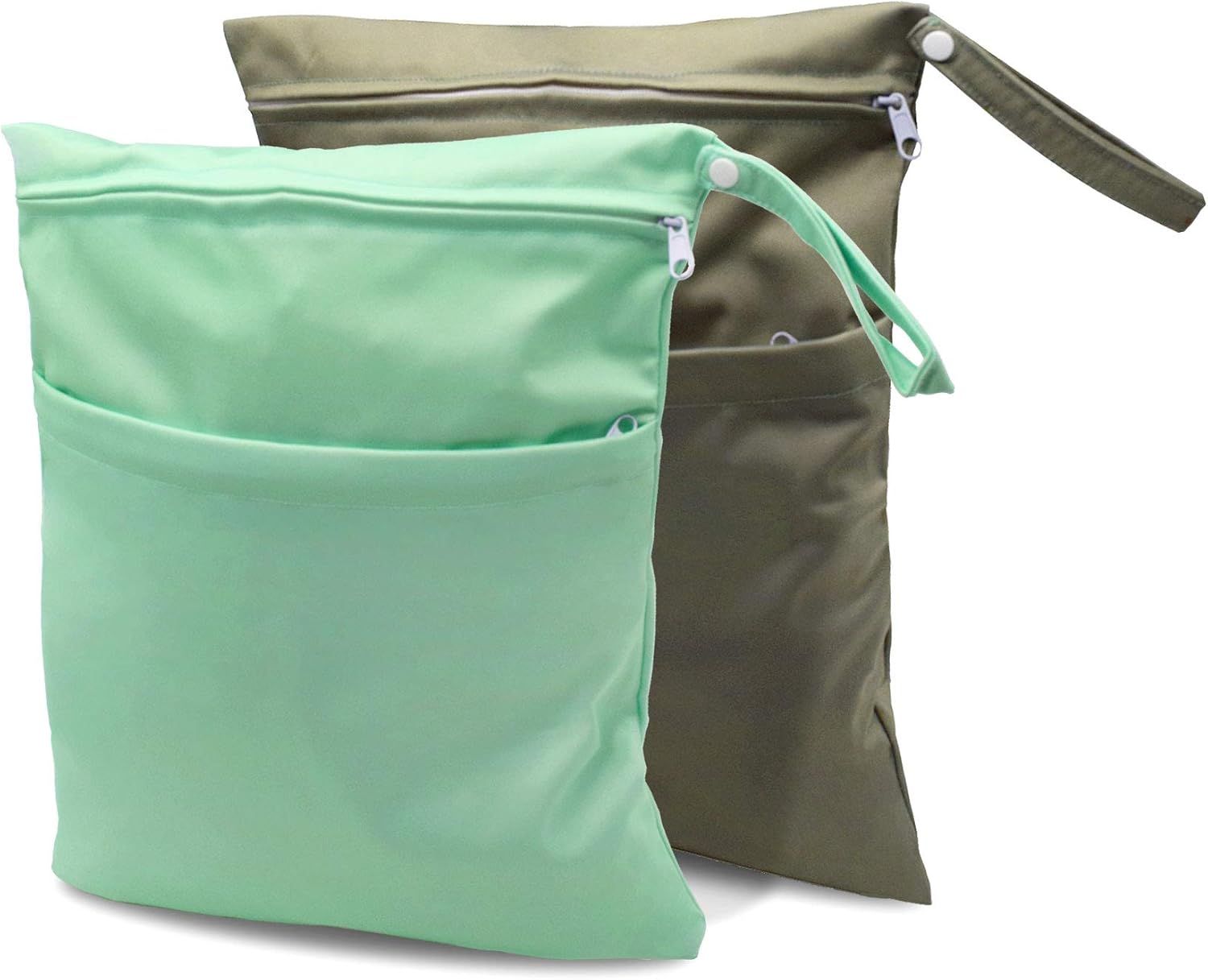 Wet Bag for Cloth Diapers - 2 Pack Waterproof Zipper Pouches, Diaper Bag Organizing Pouches for Stroller, Pump Pieces, Wet Wipes, Swimsuit, Swim Accessories, Beach Essentials, Travel Must Haves