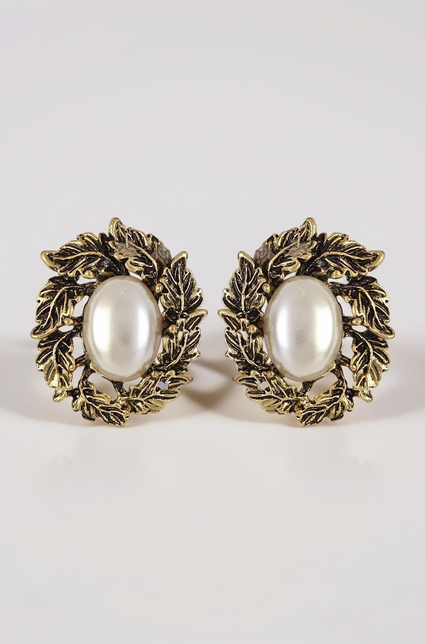 Shining Diva Cinderella Collection Metal Stud Earring For Women (White) (R1450Er)