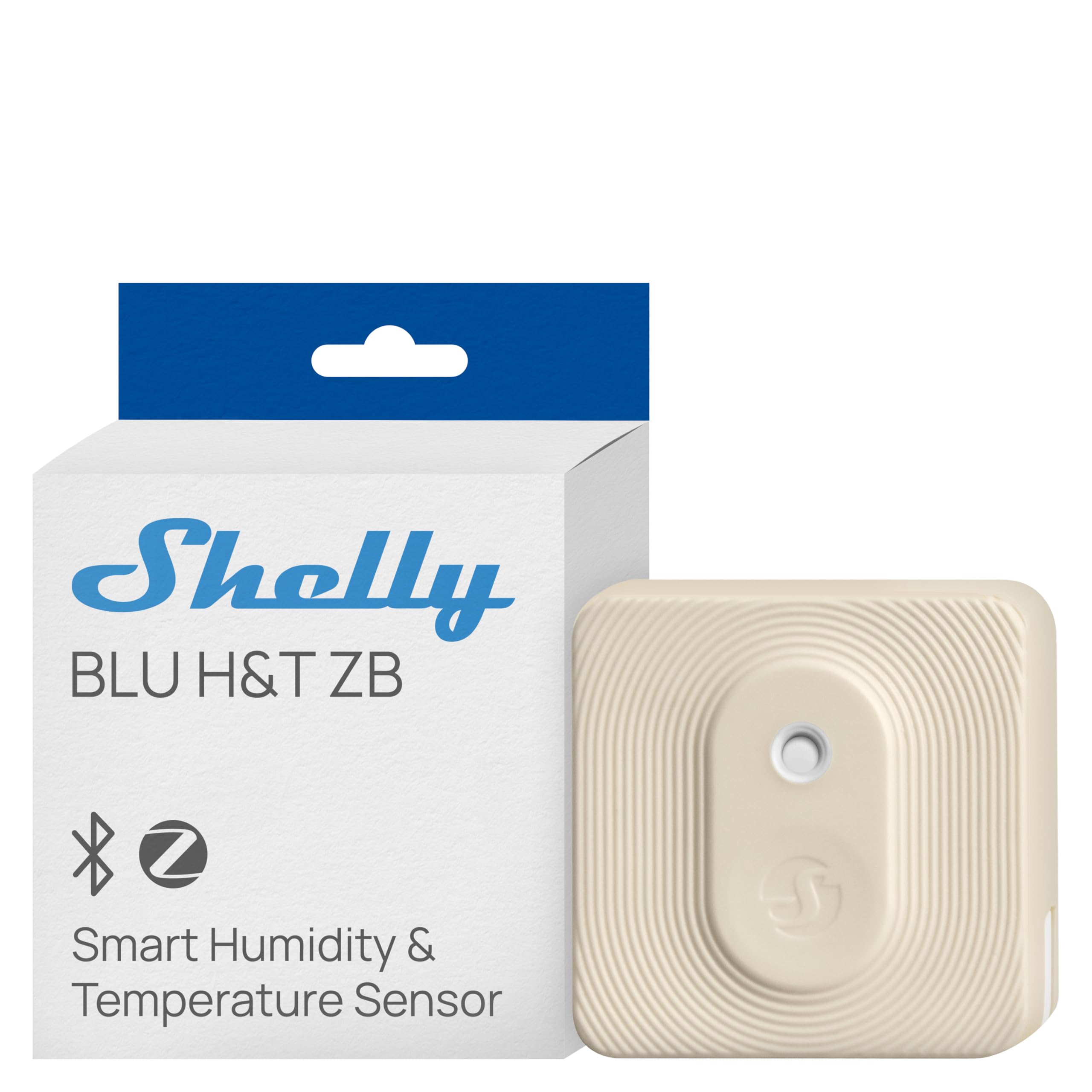 Shelly BLU H&T ZB Avorio - Sensore Smart Temperatura e Umidità, Bluetooth & Zigbee, IP54, Lunga Durata Batteria, Dati Criptati, Monitoraggio Clima, Automazione HVAC, Ultracompatto, Gateway Richiesto