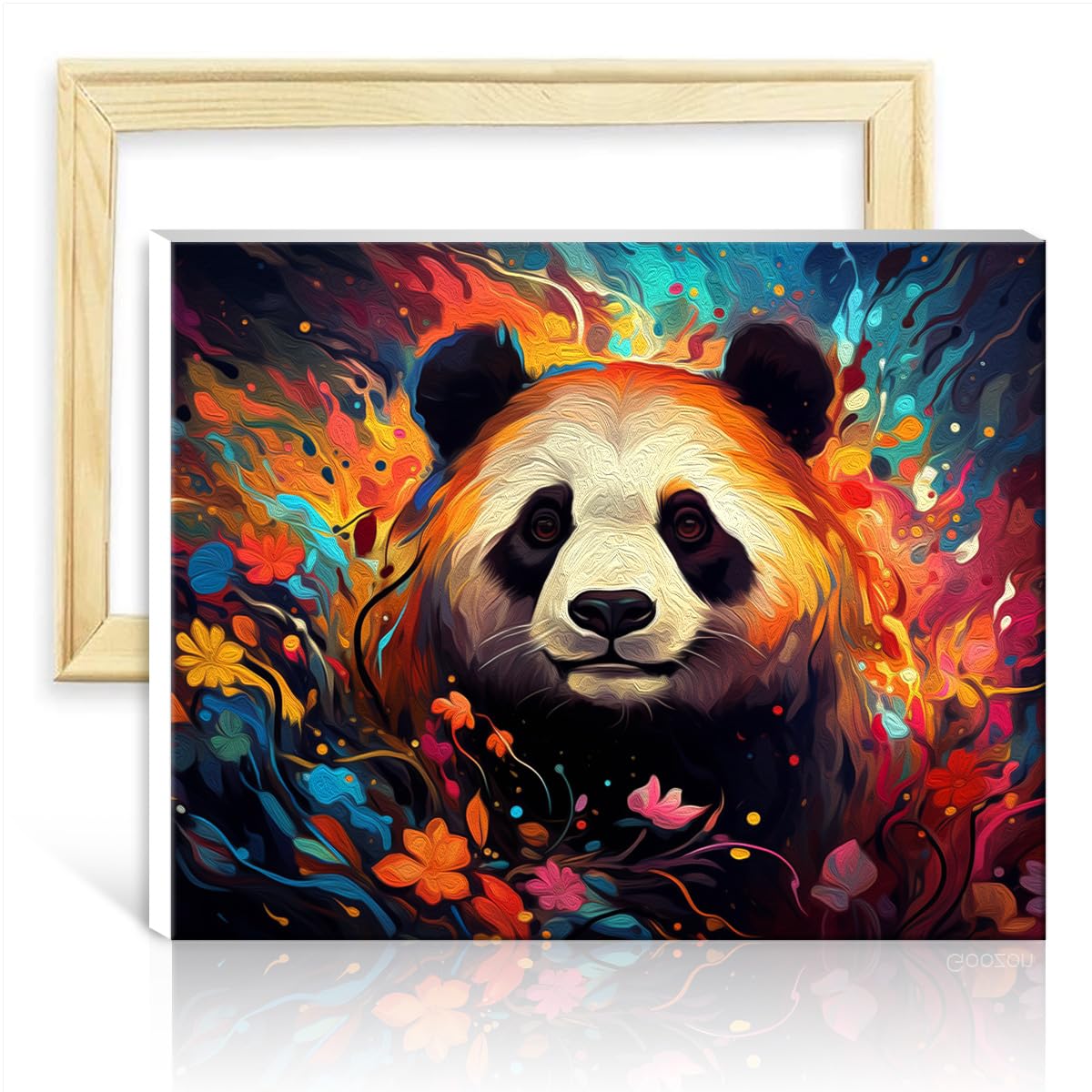 TANGFEIY Canvas Oil Painting Panda Oil Painting DIY Digital Art Artwork with 3 Brushes & Acrylic Paints Creative Artwork for Home Decor NO Frame(50x65cm) — image 1