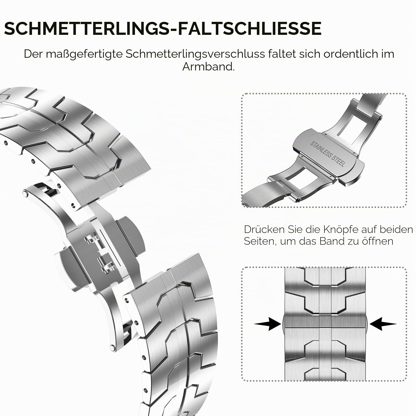 NewWays Metall Armband für Samsung Galaxy Watch 9/8 44mm 40mm | Metallband Kompatibel mit Galaxy Watch 8 Classic 46mm