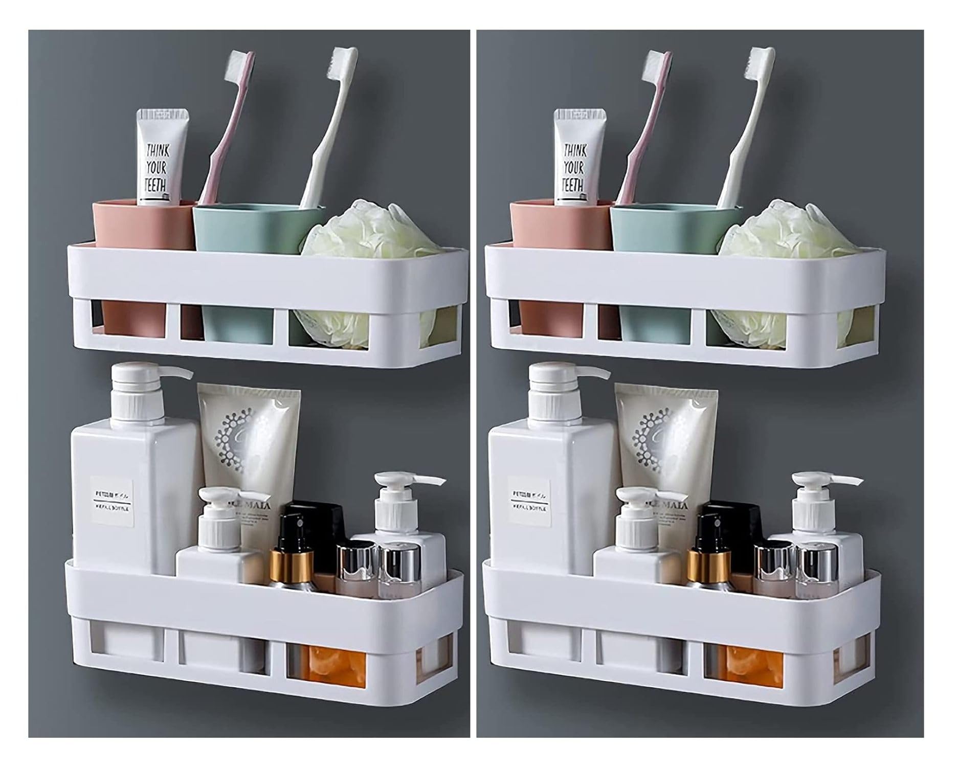 SURKHAMART Multipurpose Wall Mount Bathroom Shelf and Rack for Home and Kitchen. Self Adhesive Sticker Support Without Drilling. [4 Bathroom Shelf, Chrome,Acrylic] (B0CVRNYR8L) Amazon Price History, Amazon Price Tracker