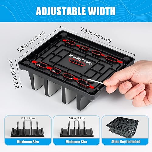 Miniatura 4 de Soporte vertical para laptop, almacenamiento ajustable de 2 ranuras para laptop con acolchado de goma, soporte múltiple para computadora portátil