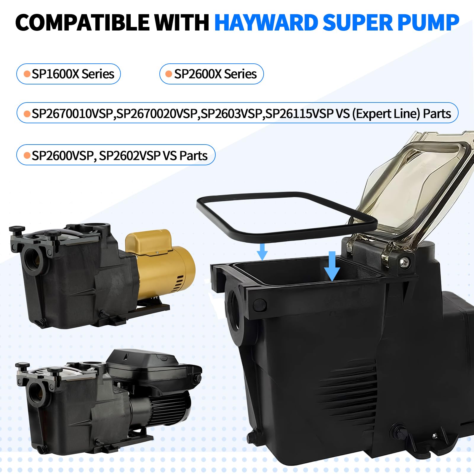 SPX1600S - Junta de cubierta de bomba de piscina compatible con Hayward Super Pump, junta de filtro de piscina compatible con bombas SP1600X SP2600 SP2600X, O-177 repuesto para juntas de tapa de