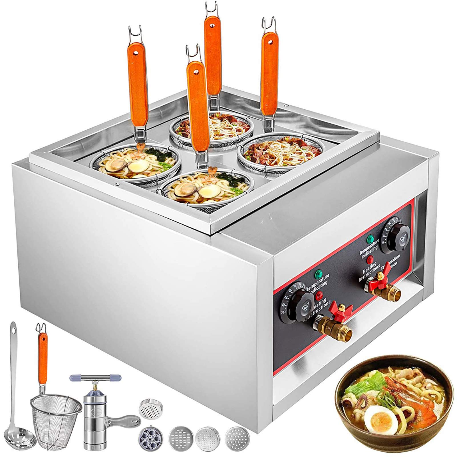 Machine Électrique De Cuisson De Pâtes 4 Trous Cuiseur De Pâtes Commercial Cuiseur De Nouilles 4KW 220V Machine De Cuiseur De Nouilles De Table Avec Machine Manuelle De Presse De Nouilles