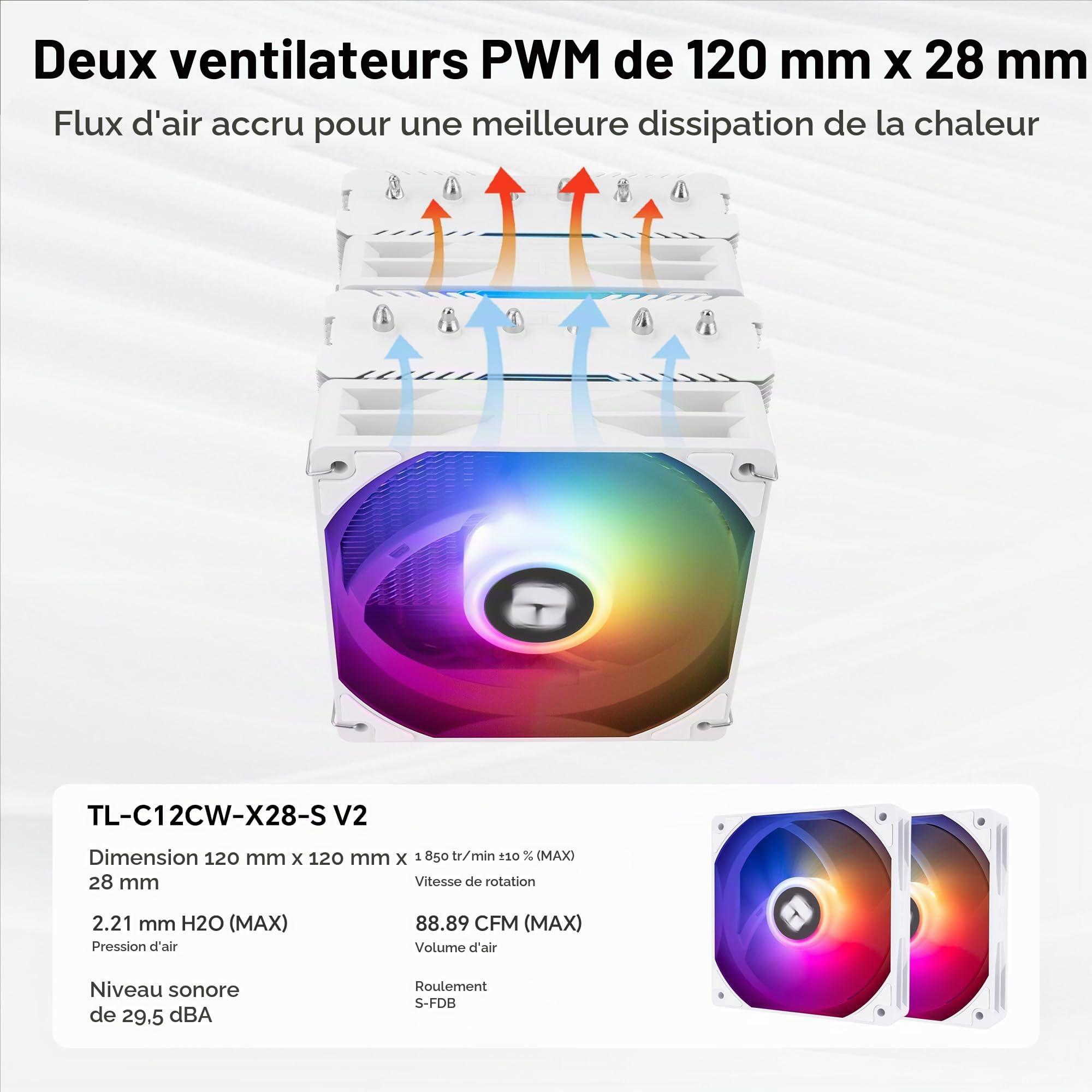 Thermalright Peerless Assassin 120 SE ARGB Blanc V2 Ventirad CPU 1850RPM