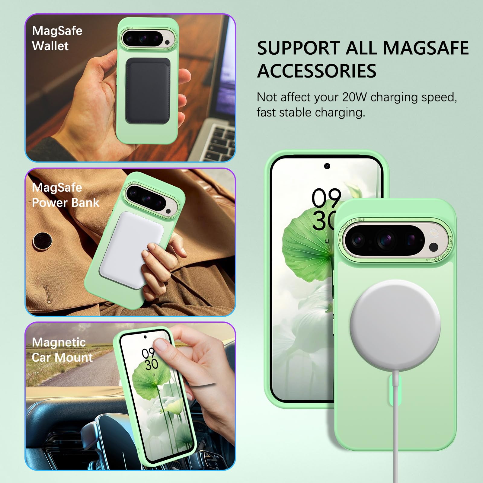 GaoBao Custodia Per Google Pixel 10 Pro XL Con Glitter E Magneti - Trasparente, Compatibile MagSafe, Antiurto - 3