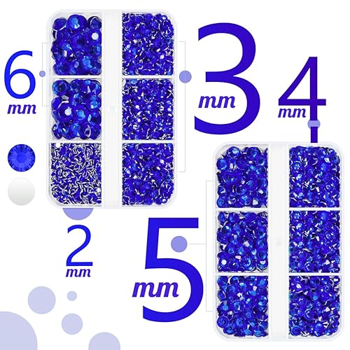 Vista 2 de Diamantes de imitación de resina azul oscuro para engastar manualidades, piedras de cristal planas azul zafiro de 2mm, 3mm, 4mm, 5mm, 6mm, Ámbar