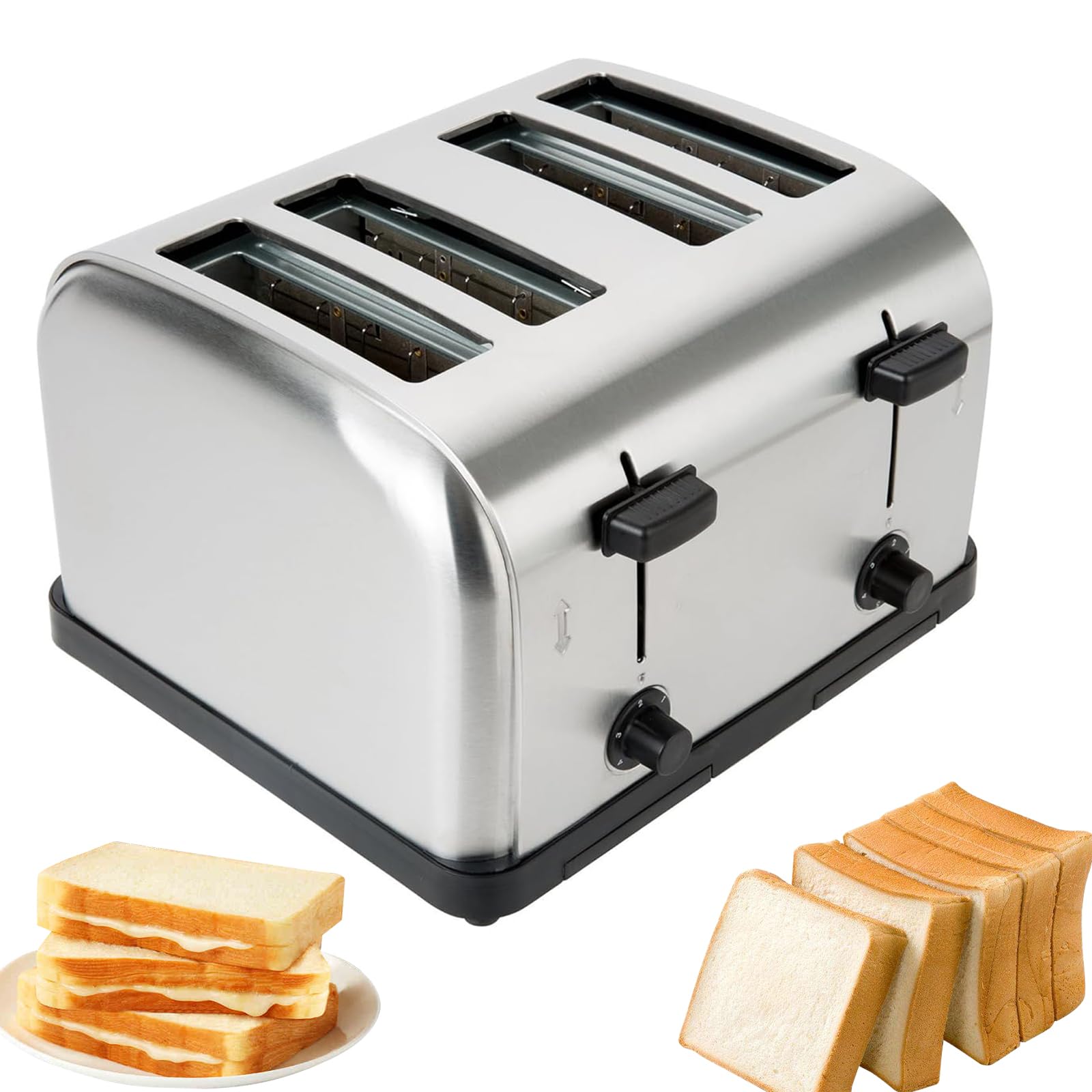 Tostadora eléctrica Comercial, con Apagado automático/Bandeja de Migas extraíble, Control de Tostado de 6 Niveles, para el hogar, Restaurante, panadería