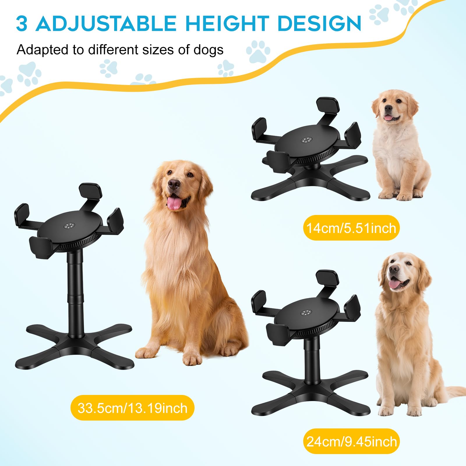 Soporte de Comedero Perro Elevado, 14-34 cm Comedero Alto Perro de 3 Altura Ajustable, Antideslizante Comedero Perros para Grande Mediano Pequeño, Perros Accesorios Que Protegen la Columna Vertebral