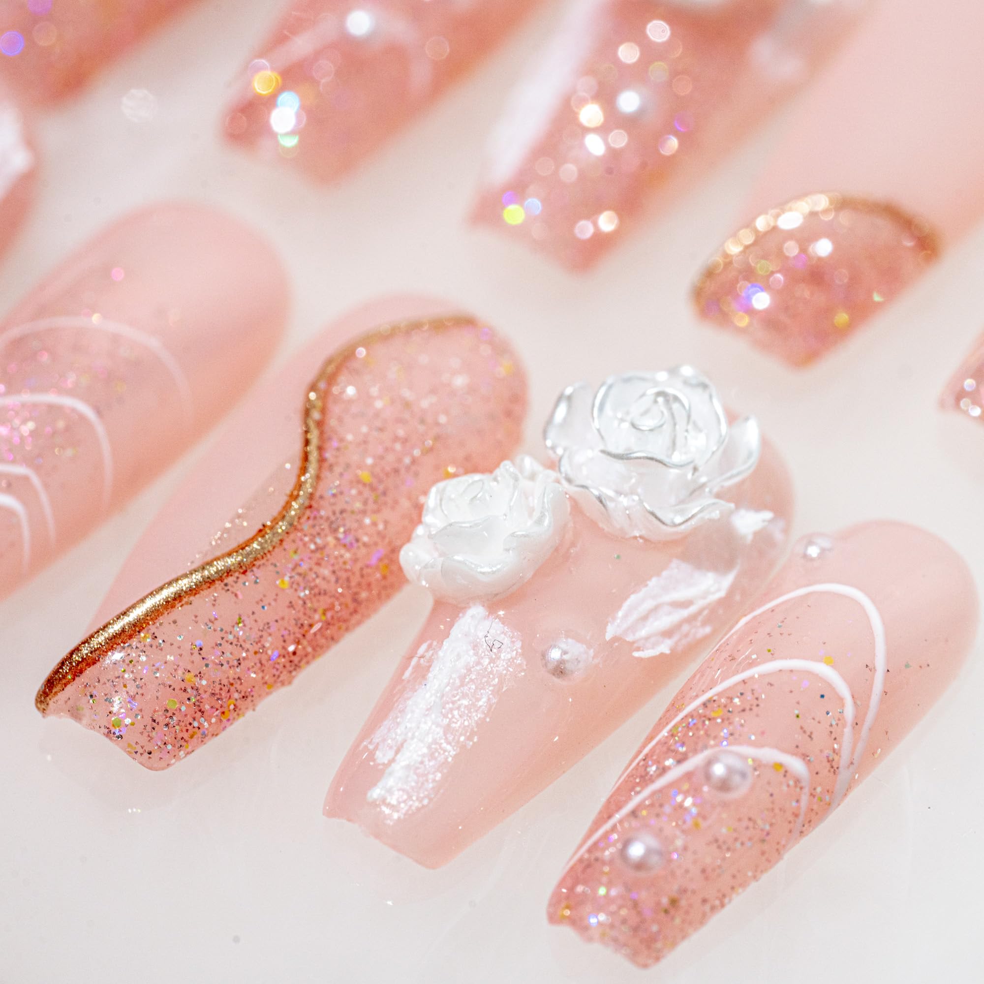 Amazon | Sun&Beam Nails 手作り ネイルチップ ミディアム ロング 
