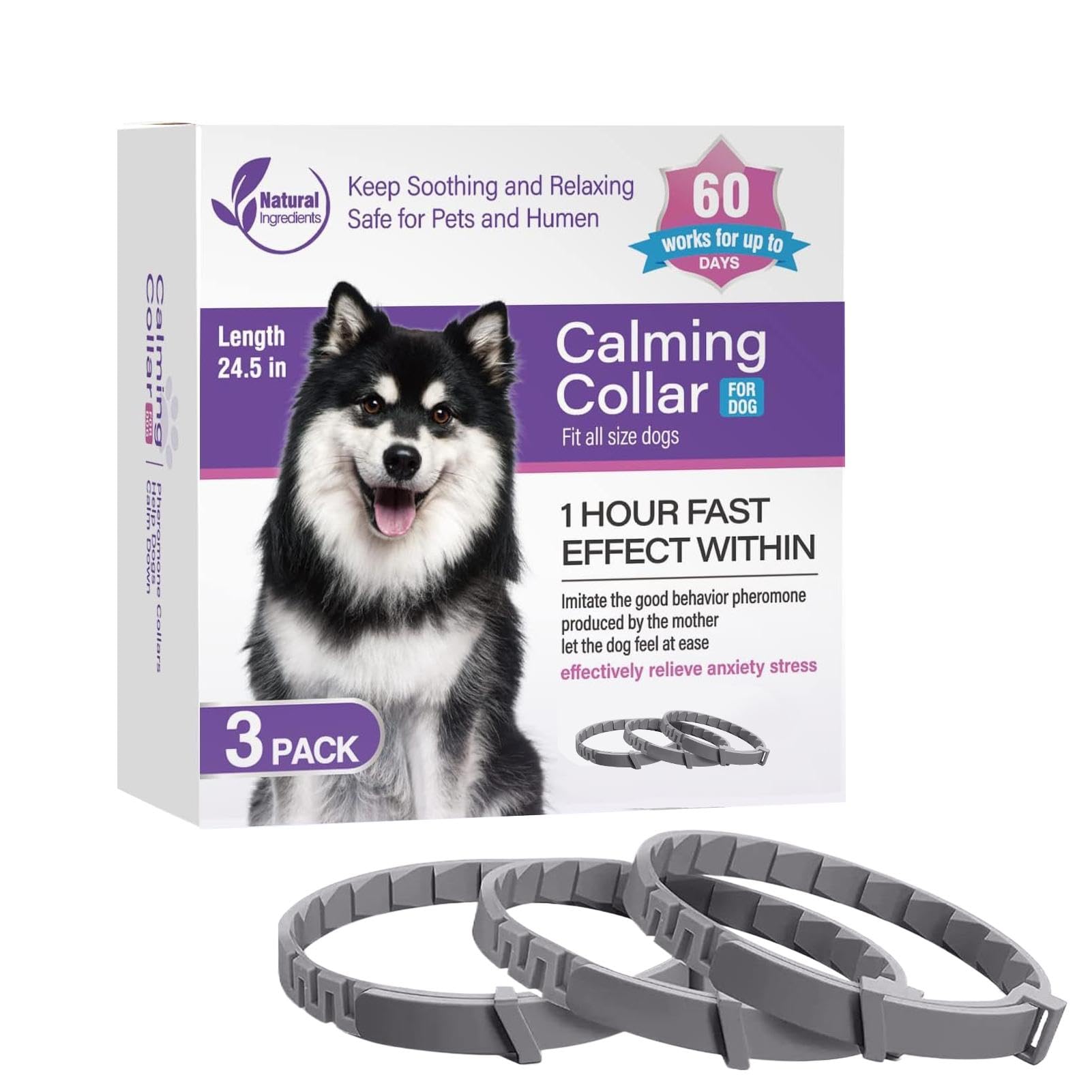 Calming Dog Collar - Calming Pet Collar, 3 Relaxing Collars | Soothing Adjustable to Relieve Bad Behavior, Pheromone Collar for C