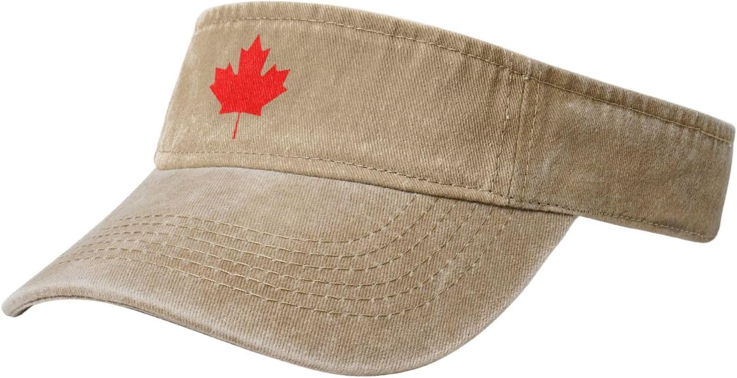 Canadian Maple Leaf Sport Sun Visor Hats for Men & Women Empty Top Baseball Cap Sunscreen Visor Caps,Black