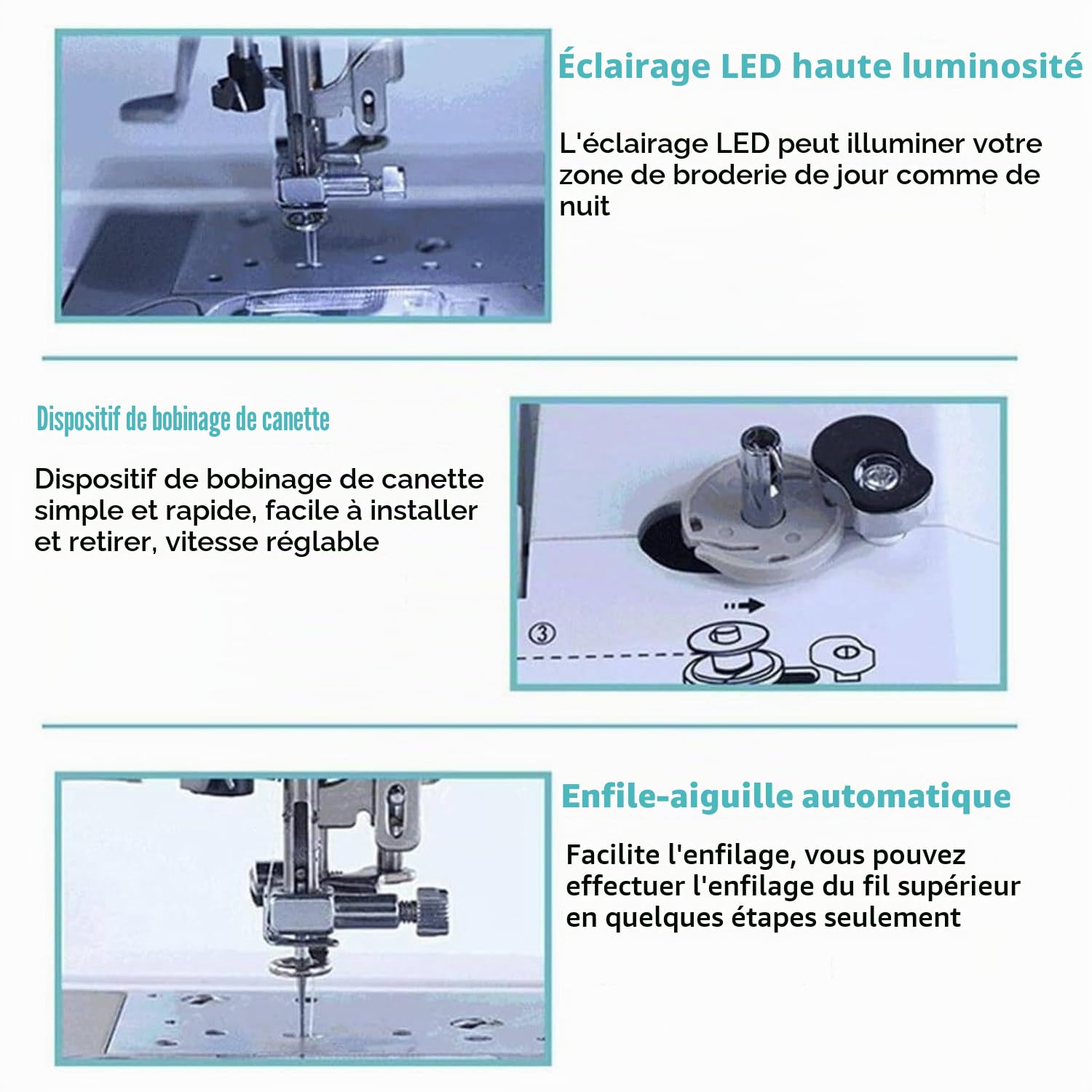 Machine À Broder Électrique, Machine À Coudre Automatique avec Grand Écran Tactile LCD, Outil Broderie DIY, 210 Lettres Intégrées Et 30 Bordures De Motifs, Couture Simplifiée