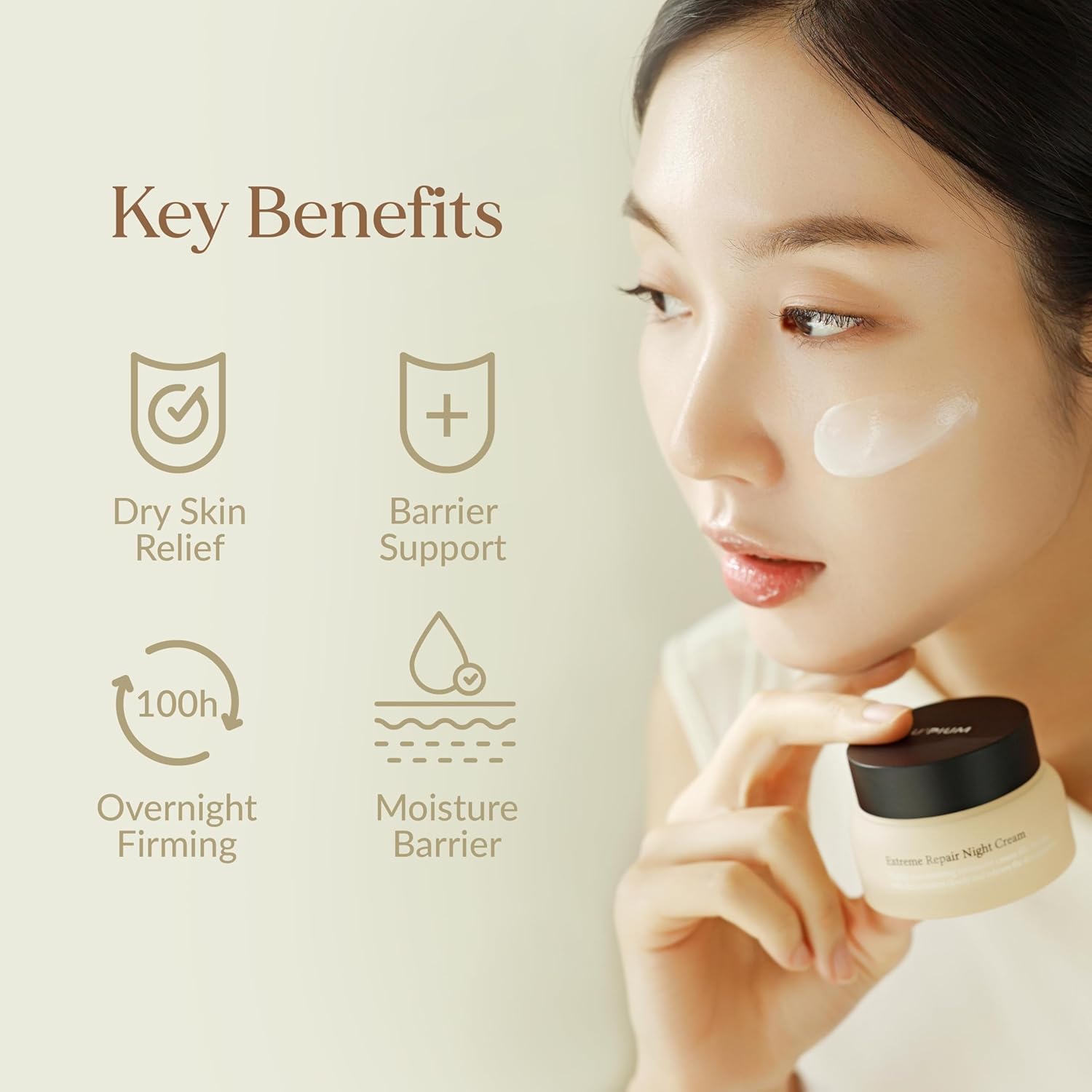 LU'PIUM Extreme Repair Night Cream – Vegan Overnight Barrier Recovery & Firming Moisturizer with 5 Plant Phytomucin Complex, Triple Collagen & Ectoine, Inspired by Korean Skincare - Image 3