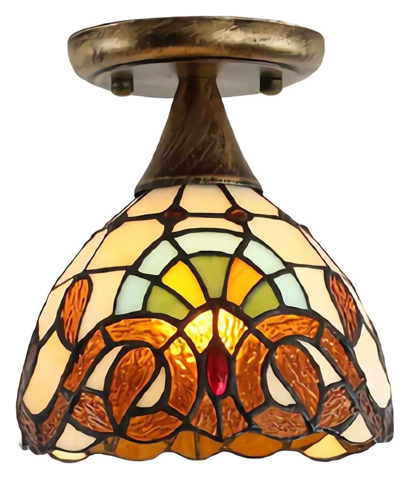 HPTHLY Ceiling Lamp Ceiling Lamp Tiffany Style Mini Ceiling Light, Led Vintage Tinted Glass Corridor Ceiling Lamp, Chandelier Lighting Living Room (10-B)