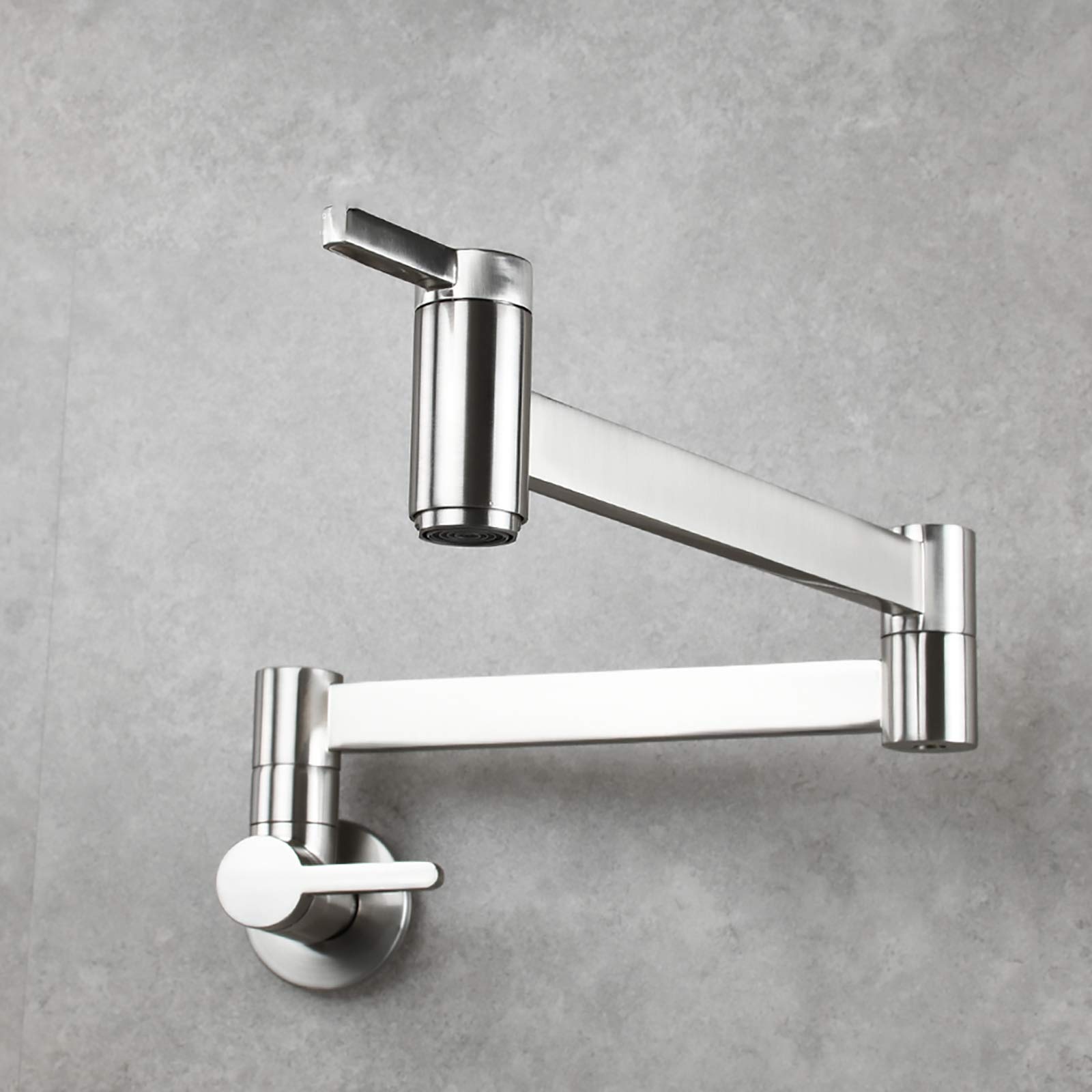 Grifo de cocina plegable de pared monobloque con doble palanca giratorio 360