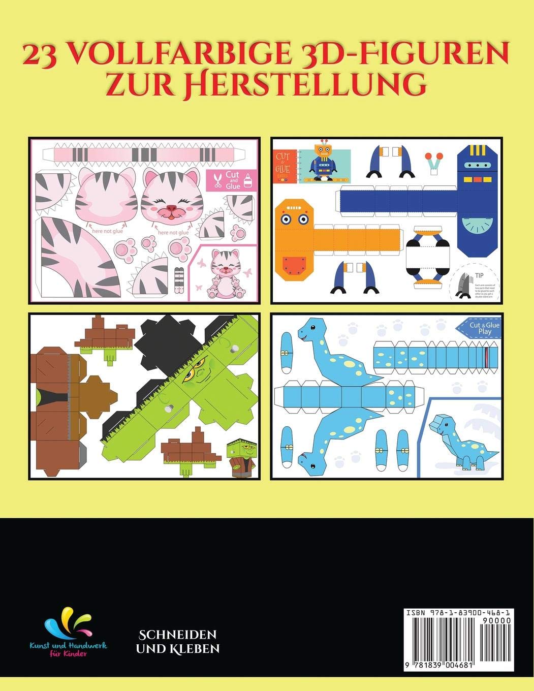 Kinder Bastelsets (23 vollfarbige 3D-Figuren zur Herstellung mit Papier): Ein tolles Geschenk für Kinder, das viel Spaß macht