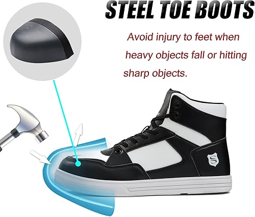 Miniatura 2 de SUADEX Botas de punta de acero para hombres y mujeres, impermeables, resistentes al agua, construcción industrial, botas de trabajo militar, botas