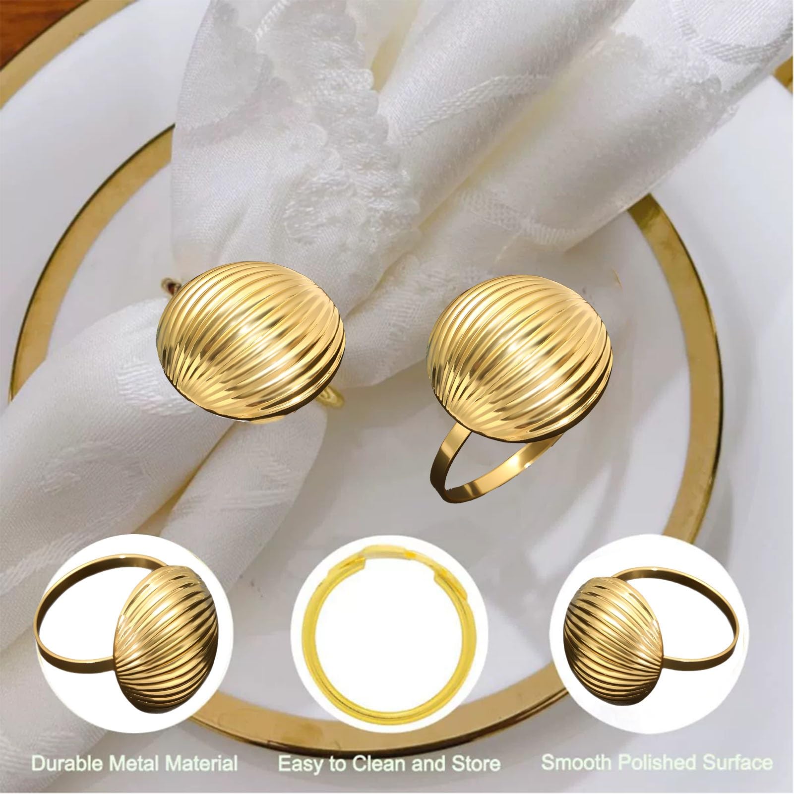 150 piezas de hebillas de servilletas redondas de Metal Dorado, anillos redondos para servilleteros, para mesas de comedor, Fiestas, bodas, reuniones familiares