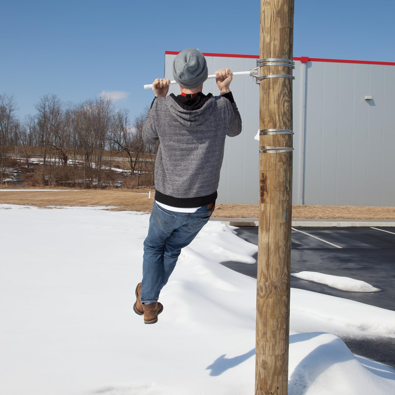 Vispronet Street Light Pole Banner Bracket – 36in Wide Street Banner Holder, Sign Mounting Hardware for Banners, Includes Mounting Brackets, Fiberglass Poles, & Steel Bands, Banner not Included