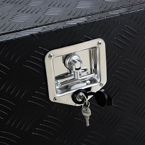 Miniatura 4 de Hasopy Caja de herramientas de aluminio para camión con cerradura y llaves, caja de herramientas de almacenamiento de remolque resistente de 182448