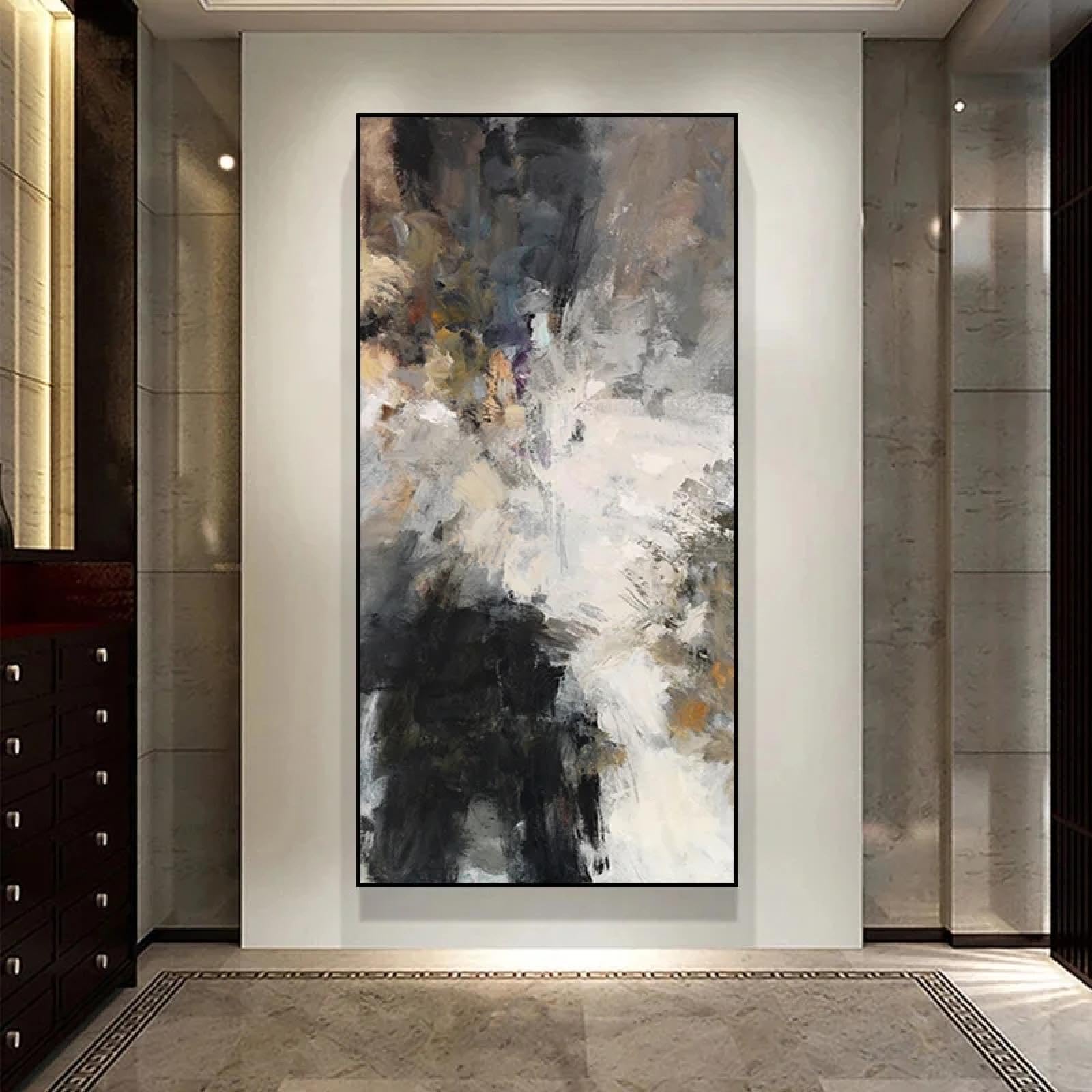 Black and White Canvas Wall Art Abstract Wall Paintings Bedroom Decoration Modern Posters Prints Pictures Room Decor 80x160cm(31x63in) Frameless