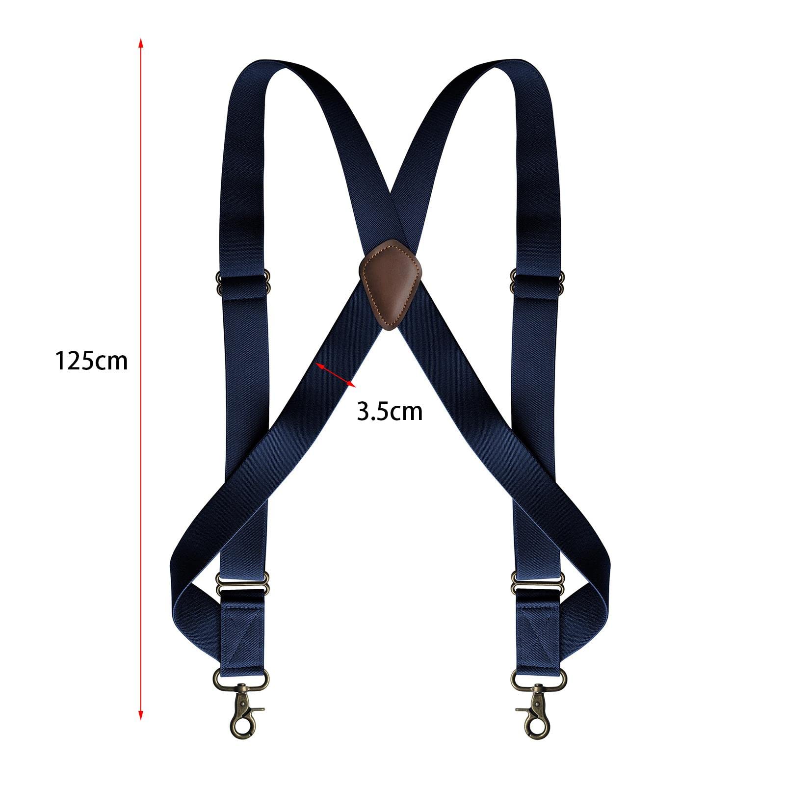 Tirantes para hombre con gancho giratorio en forma de X elásticos de 1.4 pulgadas de ancho, tirantes ajustables, color negro