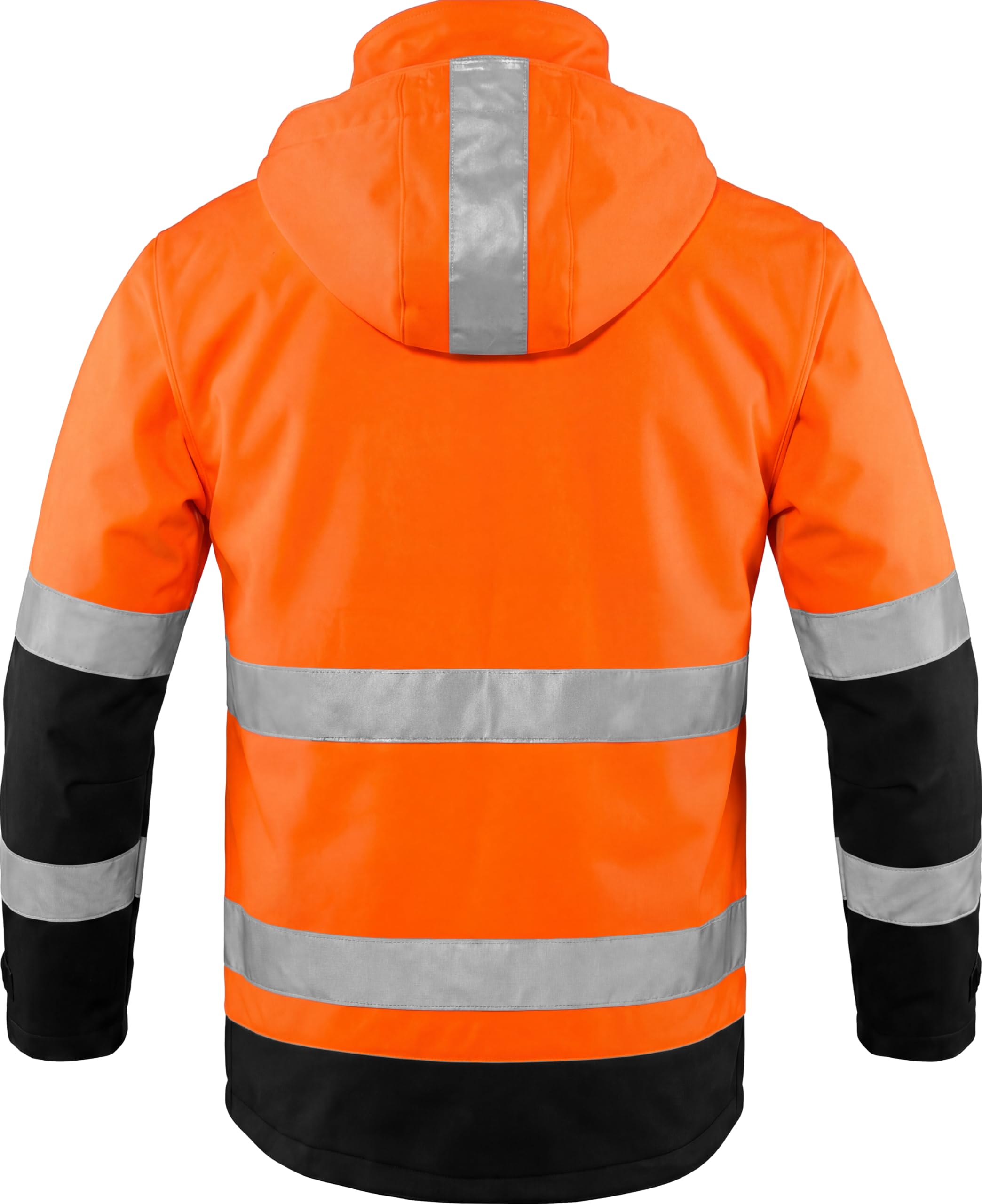 ACE Neon Chaqueta de alta visibilidad: resistente chaqueta softshell de advertencia con reflectores y capucha desmontable - EN ISO 20471 - Naranja