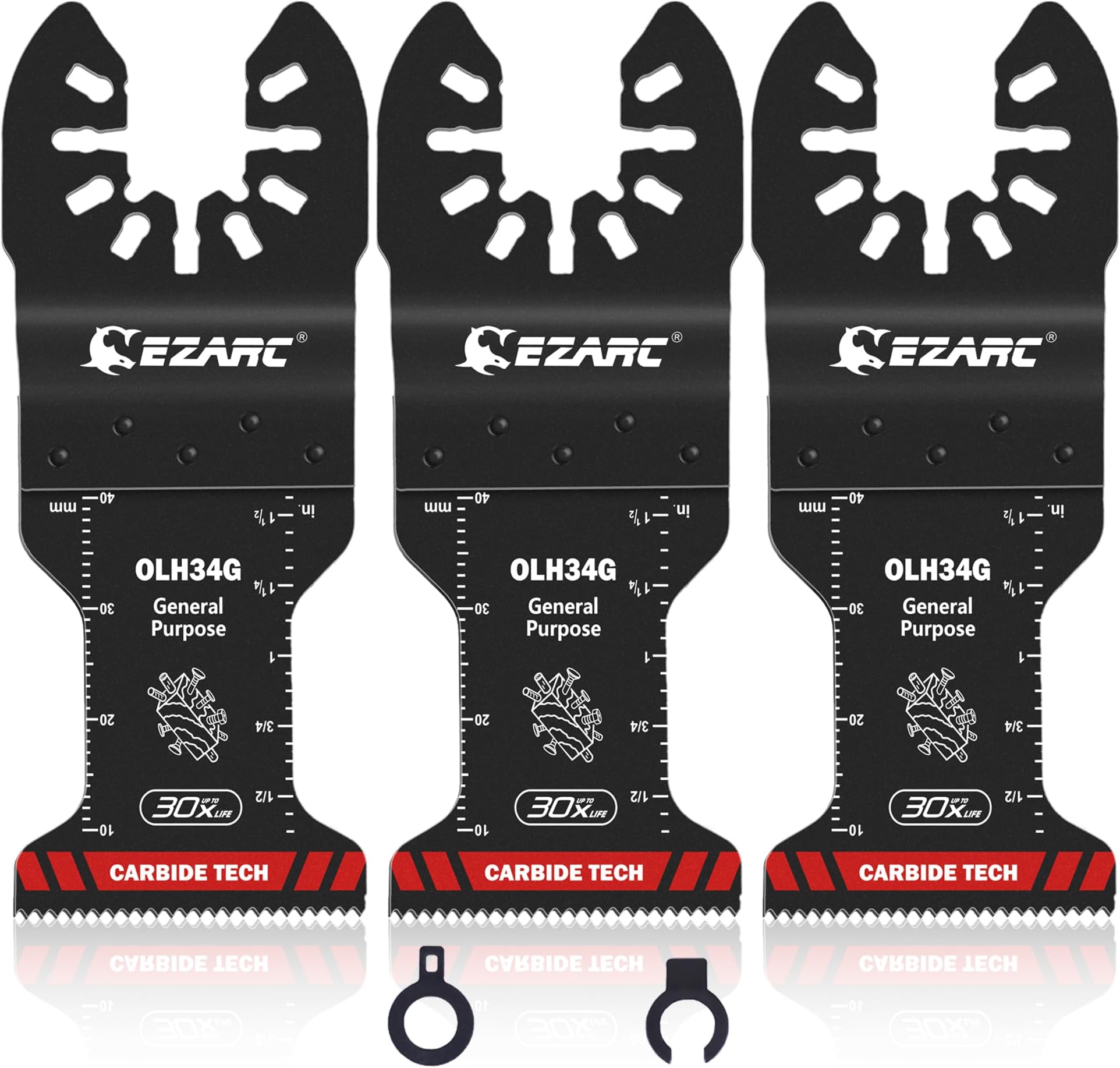 EZARC Carbide Oscillating Saw Accessories, General Purpose Multi Tool Accessories Quick Release for Metal, Nails, Wood, Plaster, Drywall and PVC, 3-Pack