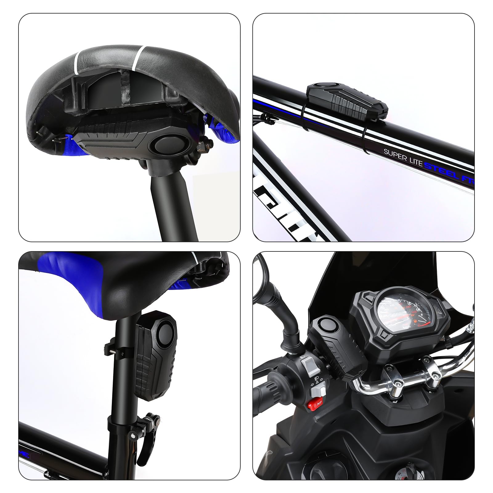 Alarm rowerowy, zabezpieczenie przed kradzieżą 113 dB, z pilotem zdalnego sterowania, czujnik wibracji, wodoszczelny, do motocykli, skuterów, rowerów, drzwi
