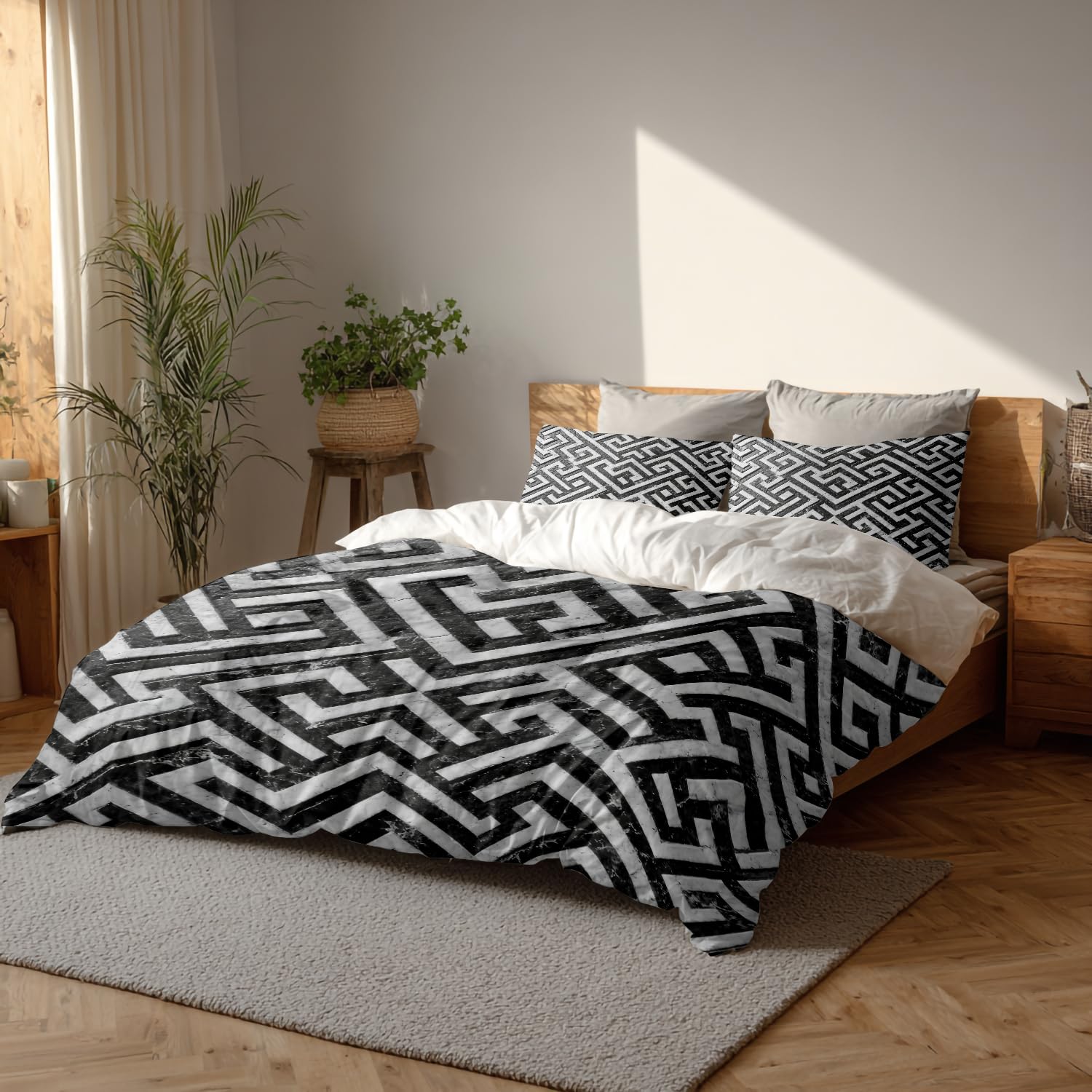 Linge de lit King Size géométrique pour transformer votre chambre en suite d'hôtel