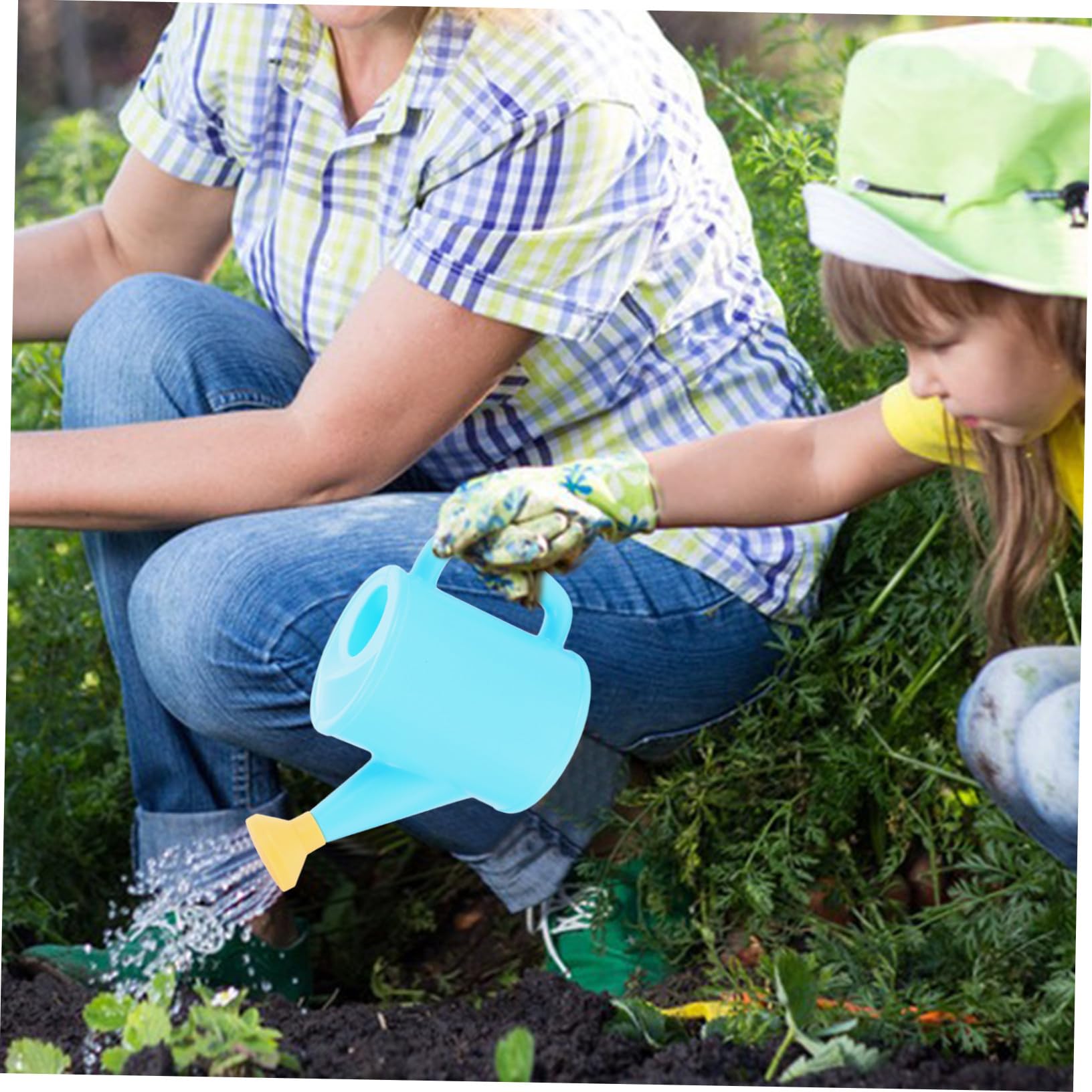 Set Attrezzi Giardinaggio Bambini 6 Pezzi Blu per Semina e Orto | Manico in Faggio, Secchio, Guanto e Annaffiatoio, per Giardino e Cortile