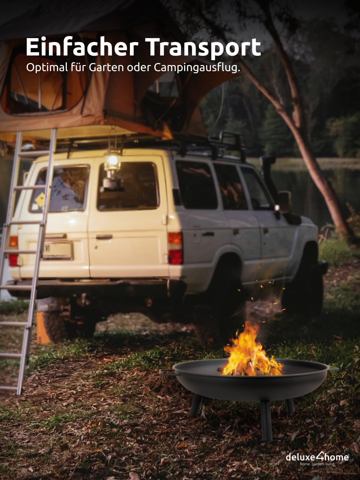 Feuerschale Schwarz ⌀58 cm I Sichere Feuerstelle für Garten, Terrasse I Metallschale für Lagerfeuer I Feuerkorb Robust