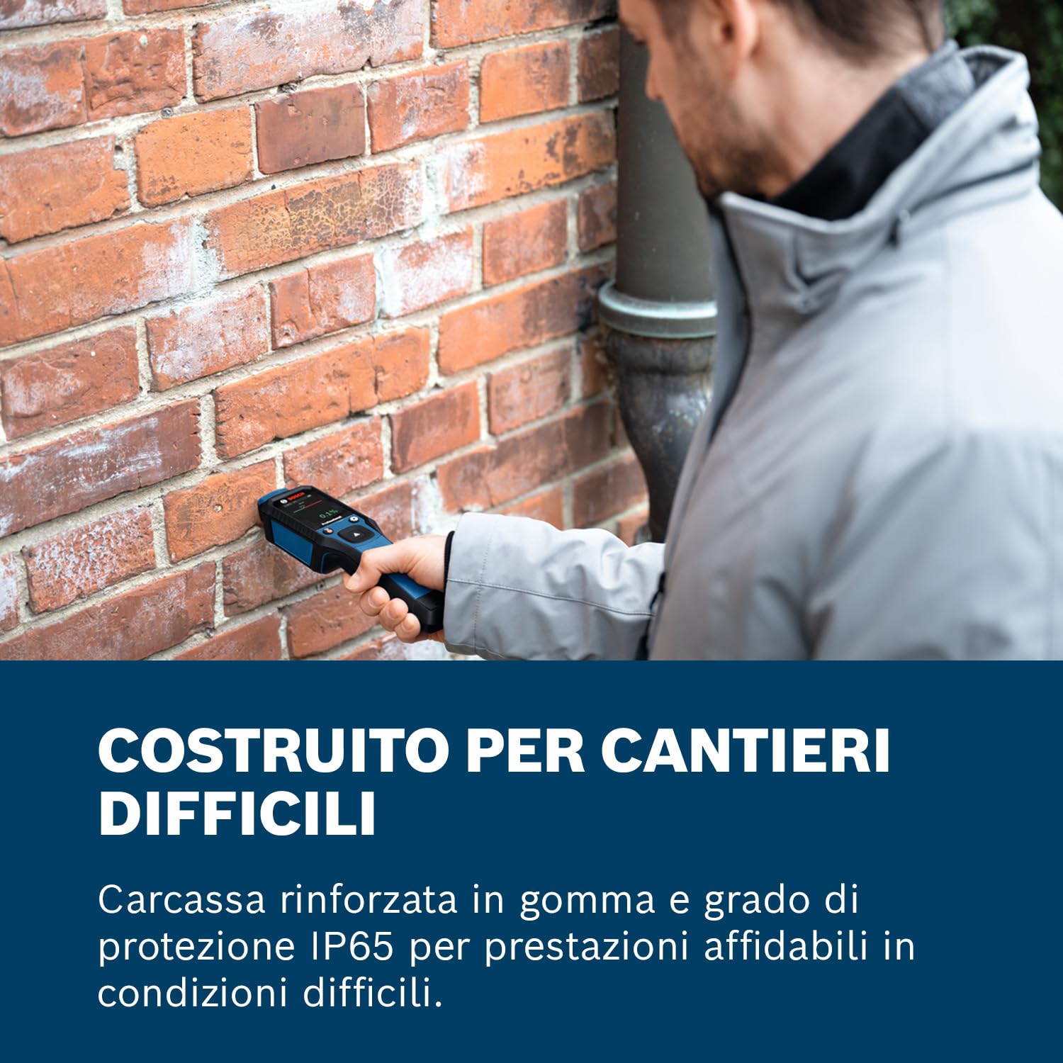 Bosch Professional Igrometro con pin di misurazione GMP 2-15 (misura 37 tipi di legno e 10 materiali da costruzione, termoigrometro integrato, IP65, 2 batterie AA, custodia)
