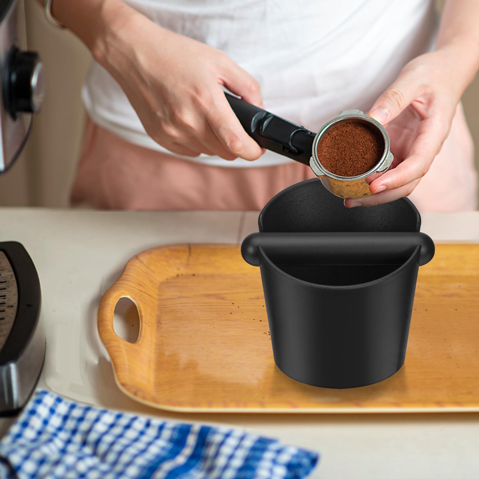 Knock Box Per Fondi Di Caffè Nero - Contenitore Con Asta In Gomma, 10x10x11 Cm Per Bar E Casa - Foto 6