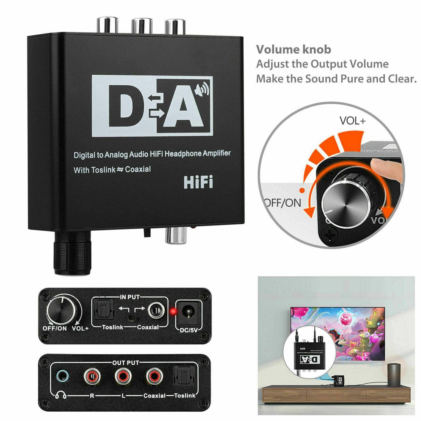 ISTOVO 4X Convertitore Audio Digitale Digitale Da 192KHz Toslink Coassiale Toslink Un Analogico Da 3,5 mm con Spdif