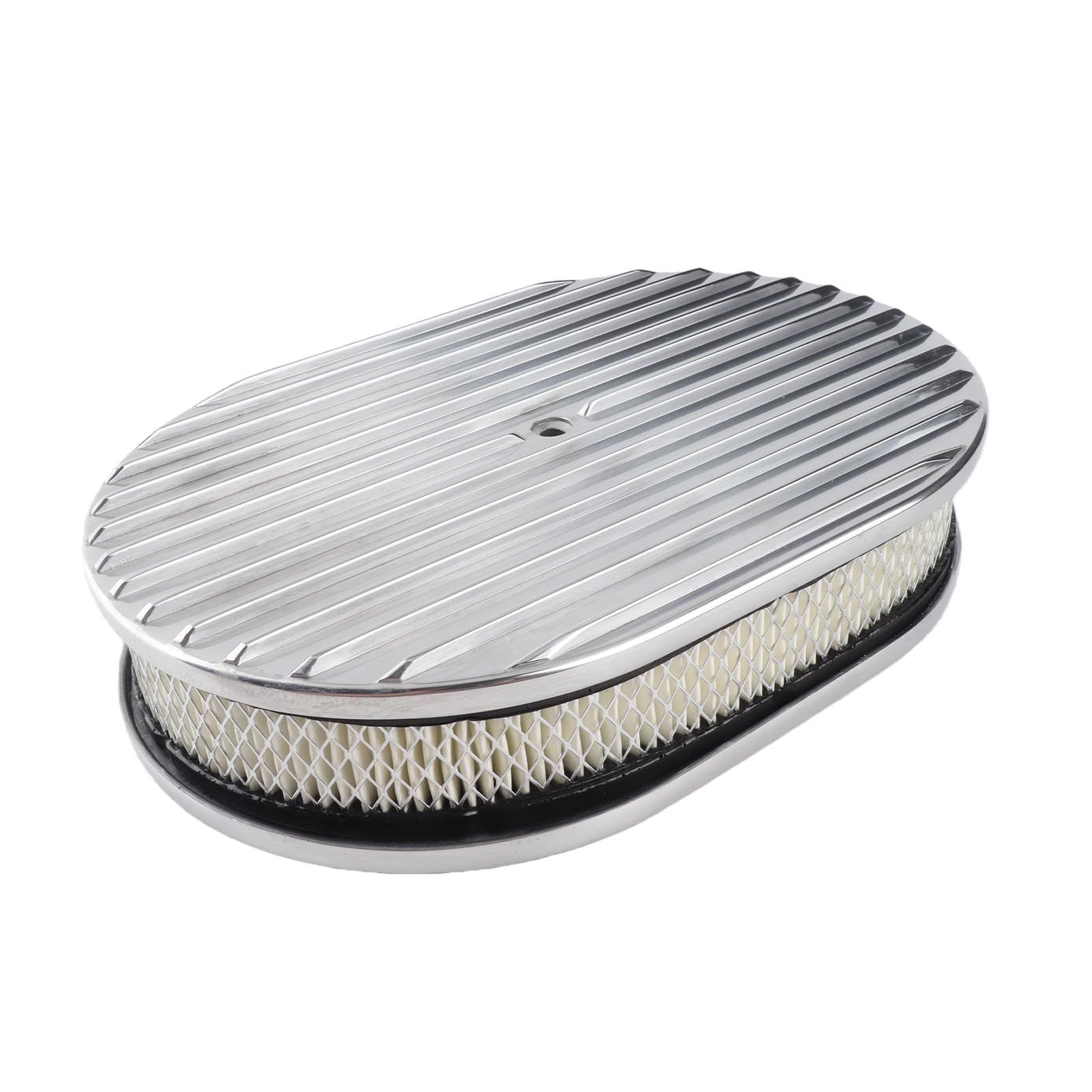 Filtros de Aire para Motor de Aire de Coche, Montaje de Filtro de Aire Lavable y Reutilizable de 12 Pulgadas, Repuesto de Estilo Ovalado de Aleación de Aluminio para Hot Rod