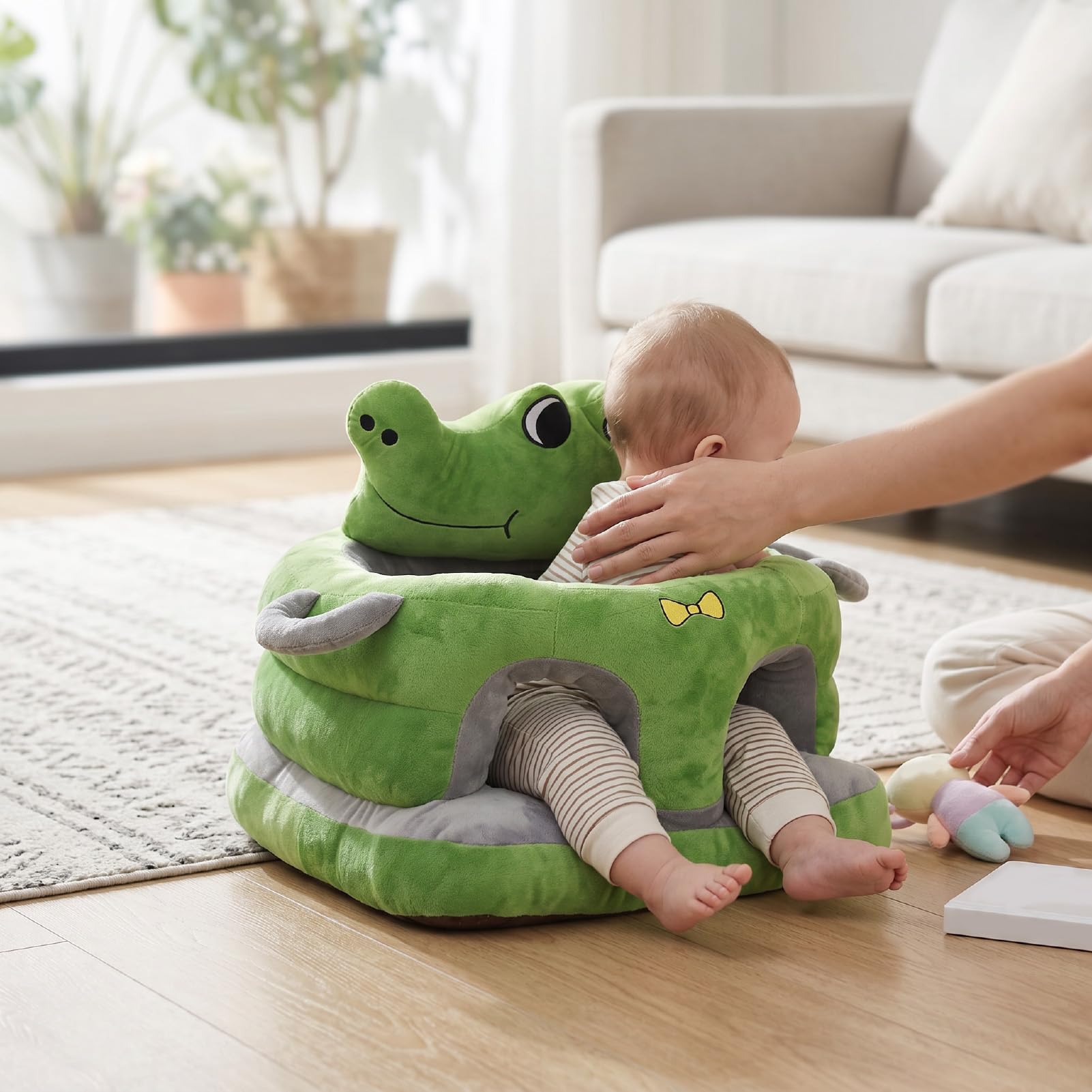 Sxhlseller Seggiolino per Bambini in Peluche con Supporto per la Schiena per Sedersi, Simpatico Cartone Animato Animale Seggiolone da Terra per Neonati, Morbido Divanetto per Sicurezza e Comfort,