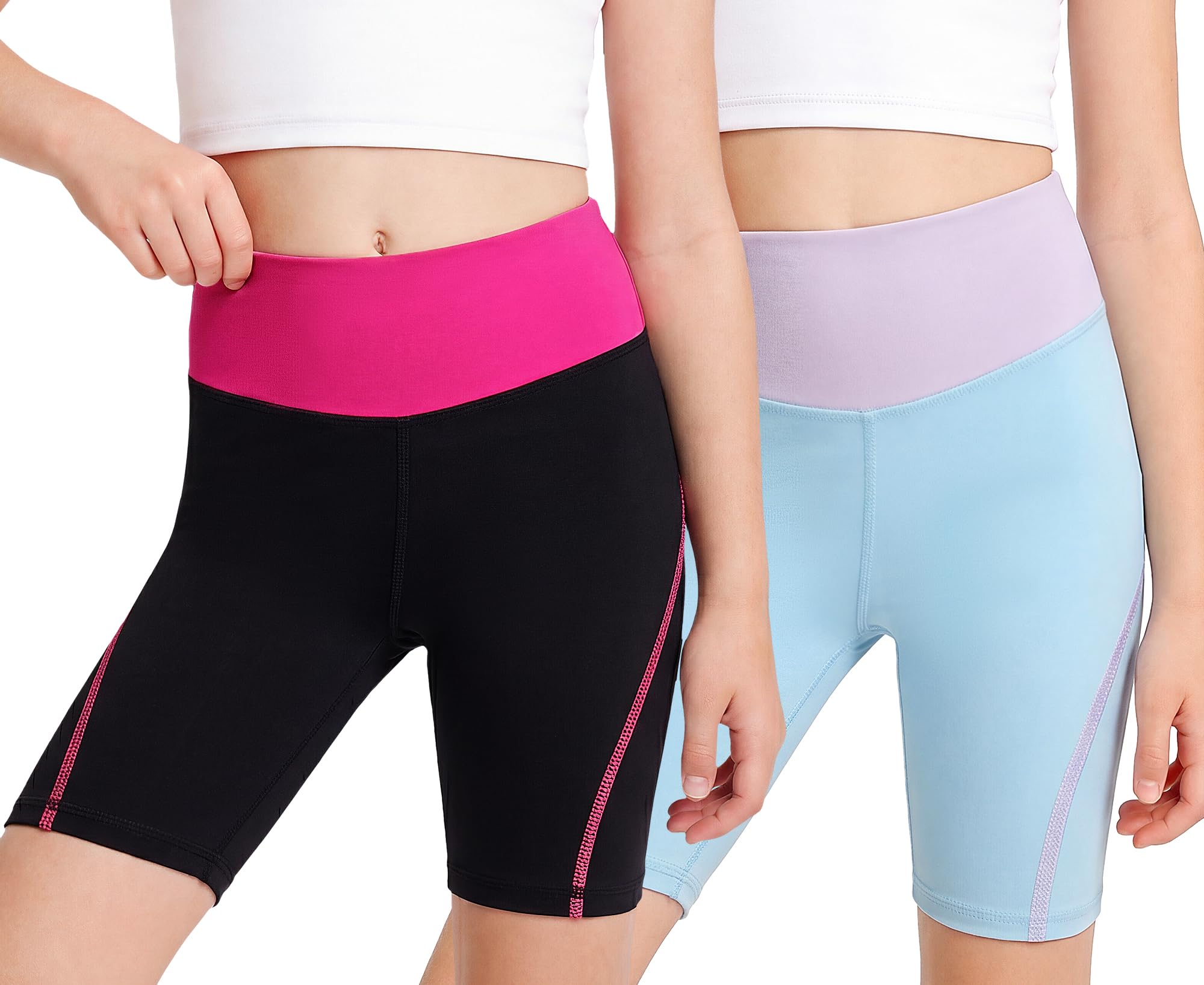 Ninas Shorts Pantalones Cortos Leggings, Pack de 2, Transpirable Deportiva Mallas Ciclismo Elástica Pantalón Deportivo para Danza Gimnasia Ballet Running Verano Ropa 4-13 Años