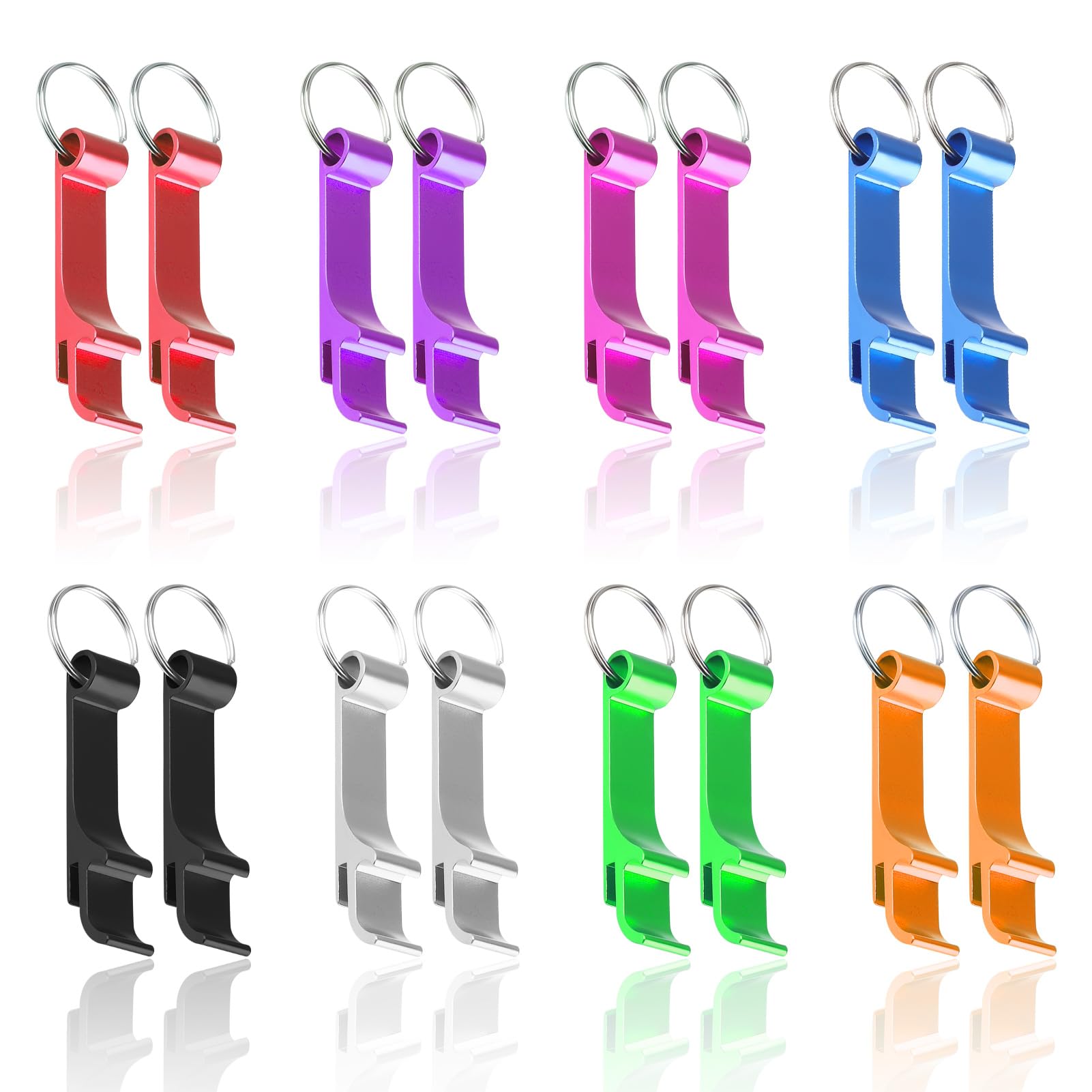 16 PCS Beer Bottle Opener Keyring Aluminum Claw Mini Portable Multi-Function Openers with Keychain Key Collectors Soda Beverage Opener for Home Bar Party Garden Pub Beer Lover Men Women 8 Colours
