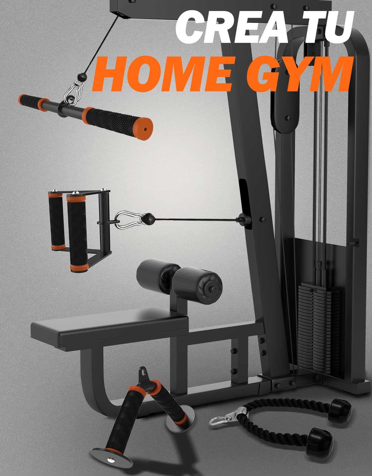Fitarc Juego de accesorios para máquina de cables para gimnasio y entrenamientos en casa, accesorios para jalón con agarres antideslizantes, color naranja